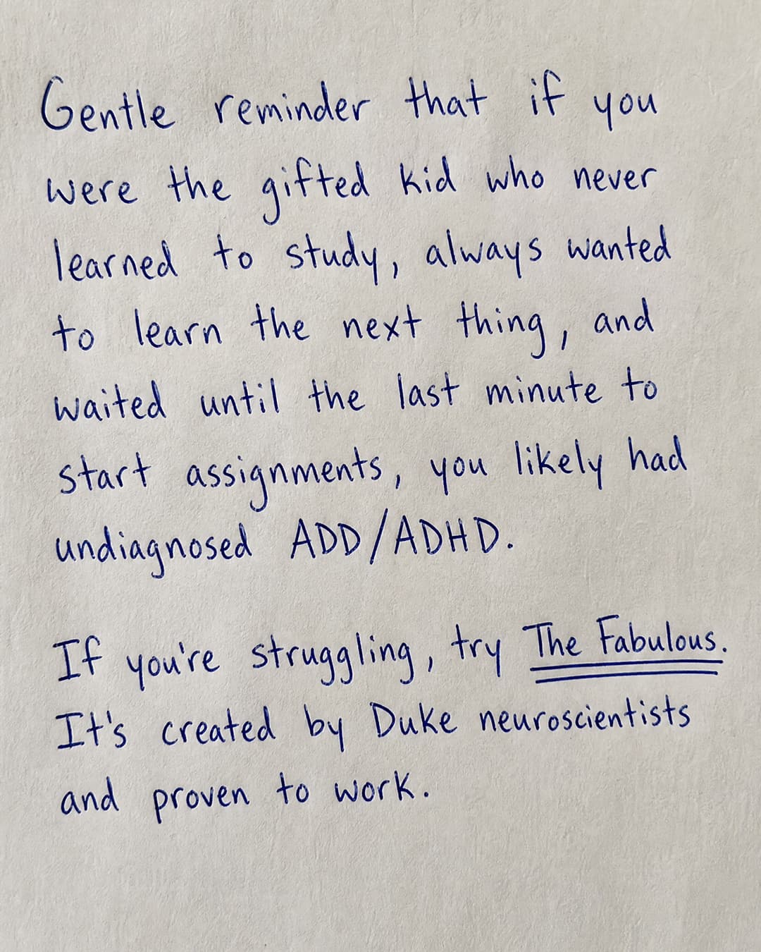 A gentle reminder for your ADHD brain