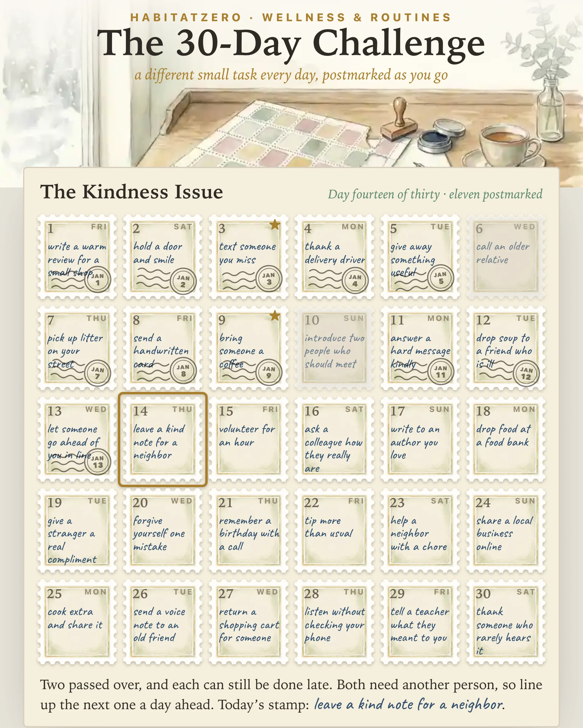 The 30-Day Challenge — Wellness & Routines interactive worksheet preview