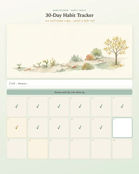 30-Day Habit Tracker template preview