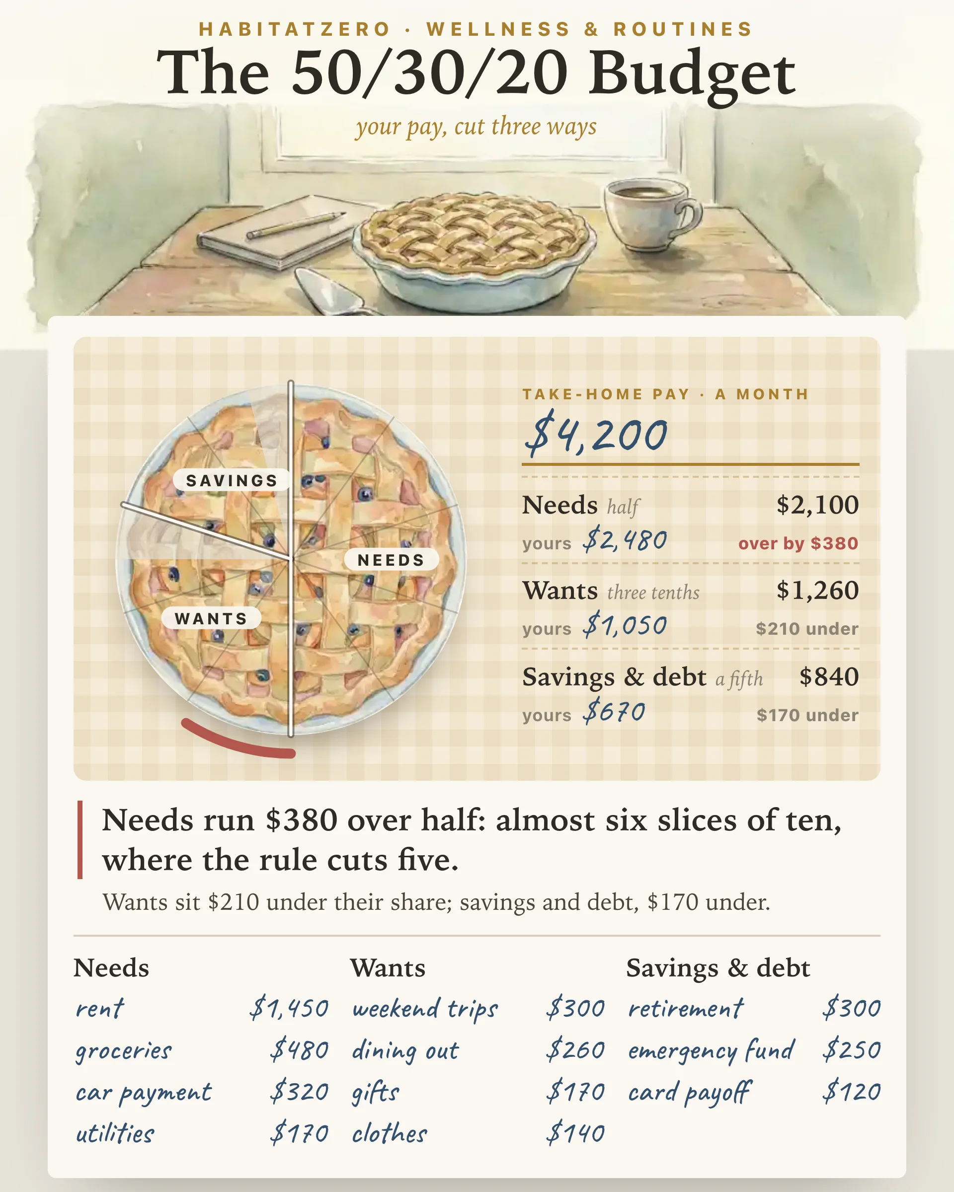 The 50/30/20 Budget — Wellness & Routines interactive worksheet preview