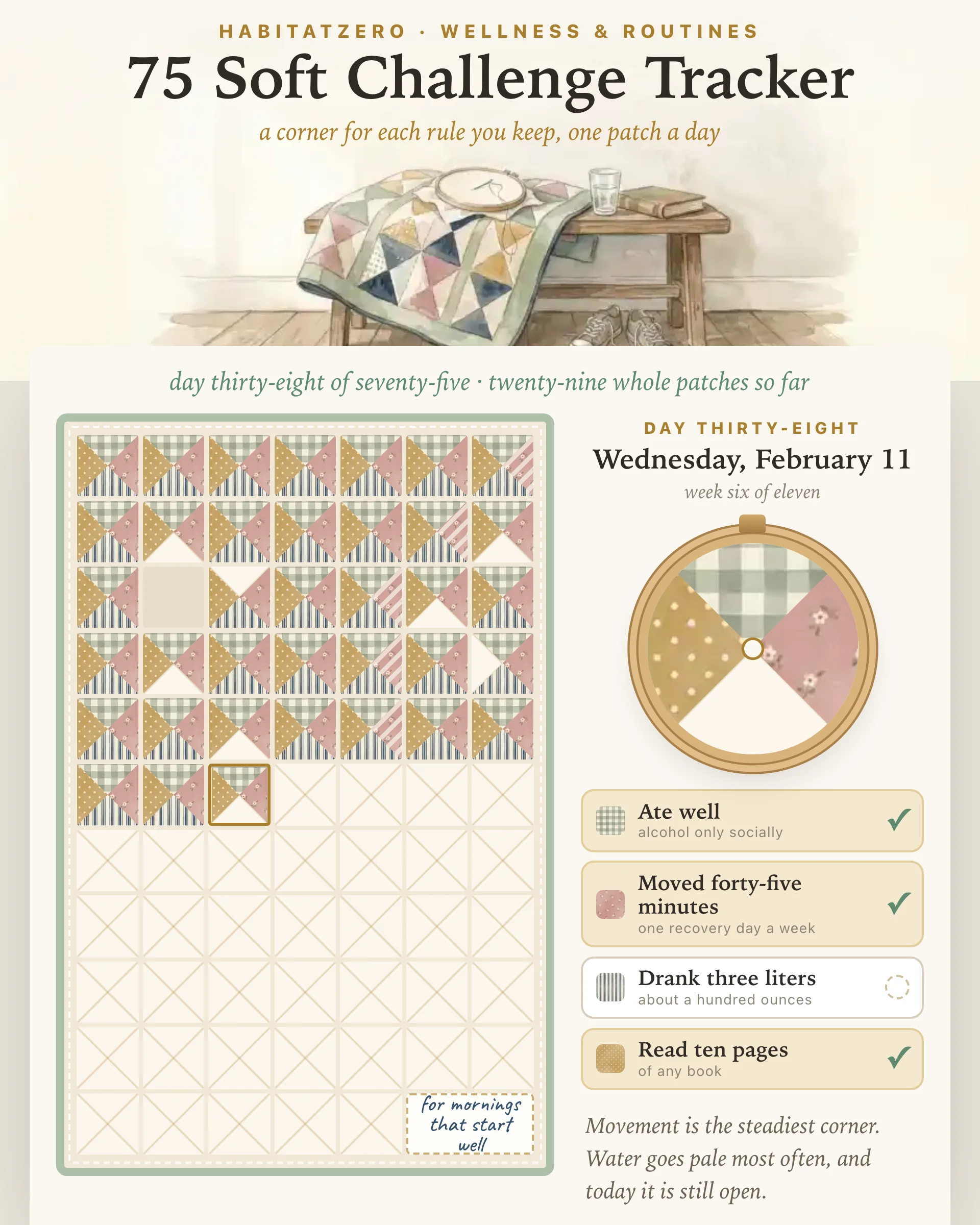 75 Soft Challenge Tracker — Wellness & Routines interactive worksheet preview