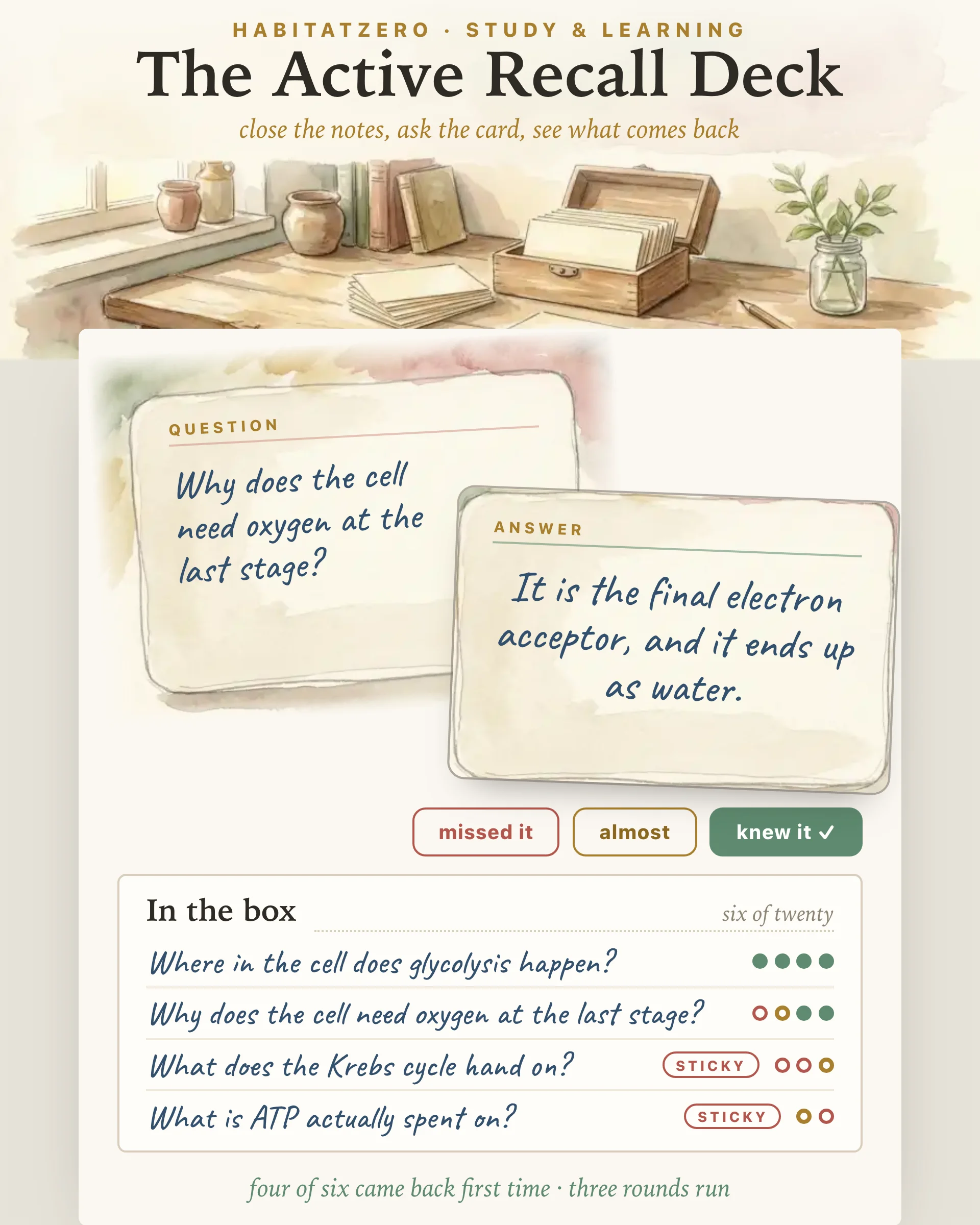 The Active Recall Deck — Study & Learning interactive worksheet preview