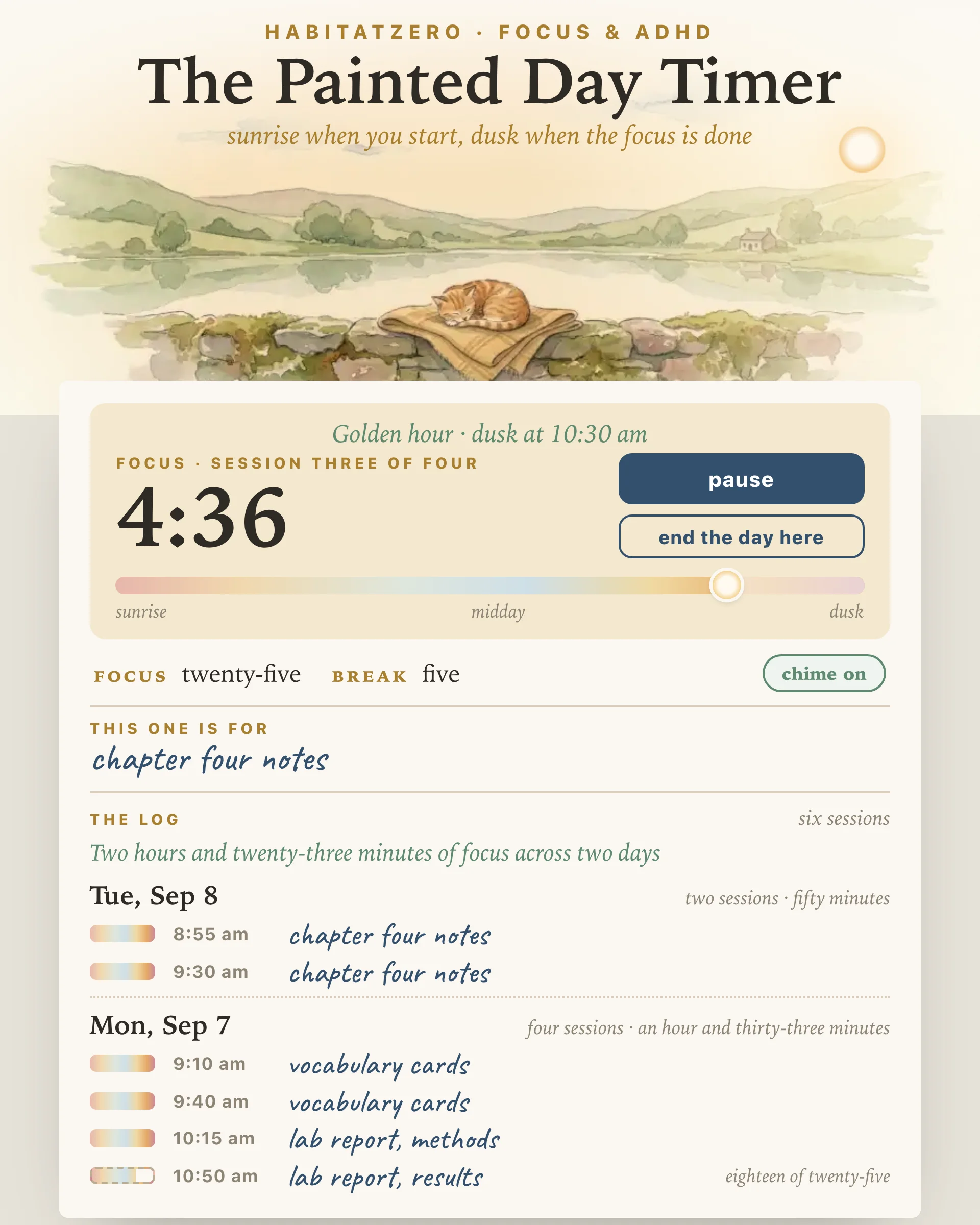 The Painted Day Timer — Focus & ADHD interactive worksheet preview
