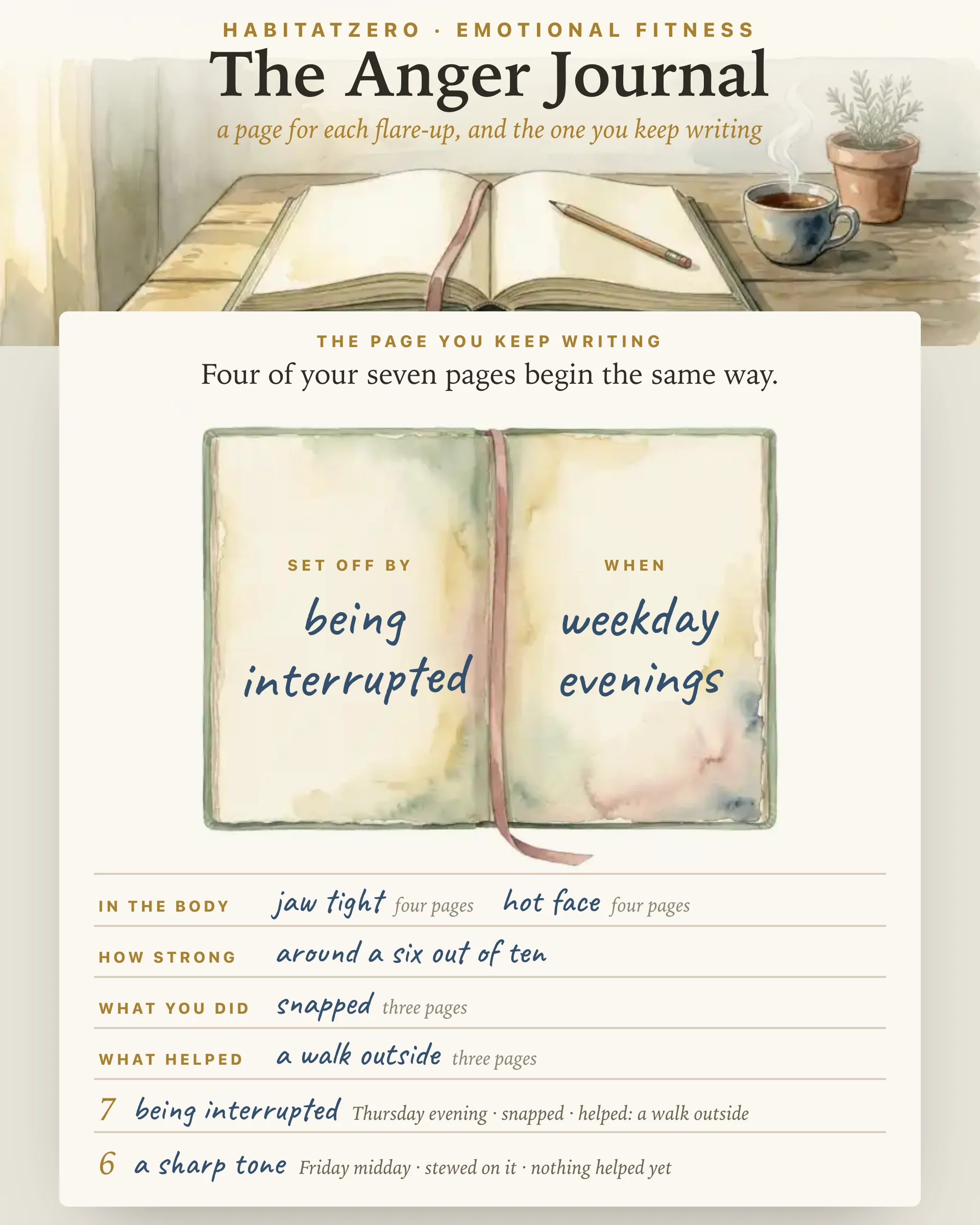The Anger Journal — Emotional Fitness interactive worksheet preview