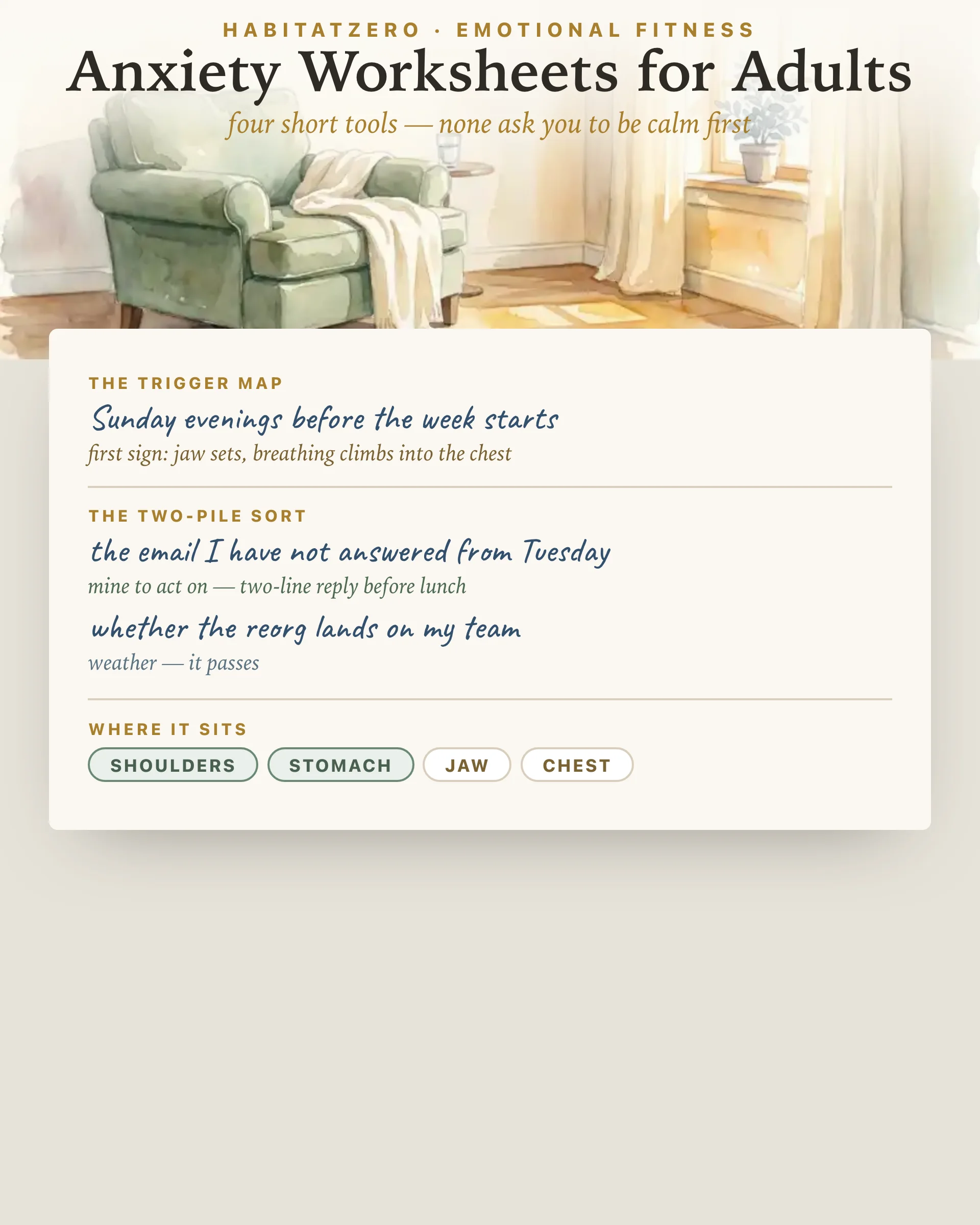 Anxiety Worksheets for Adults — Emotional Fitness interactive worksheet preview