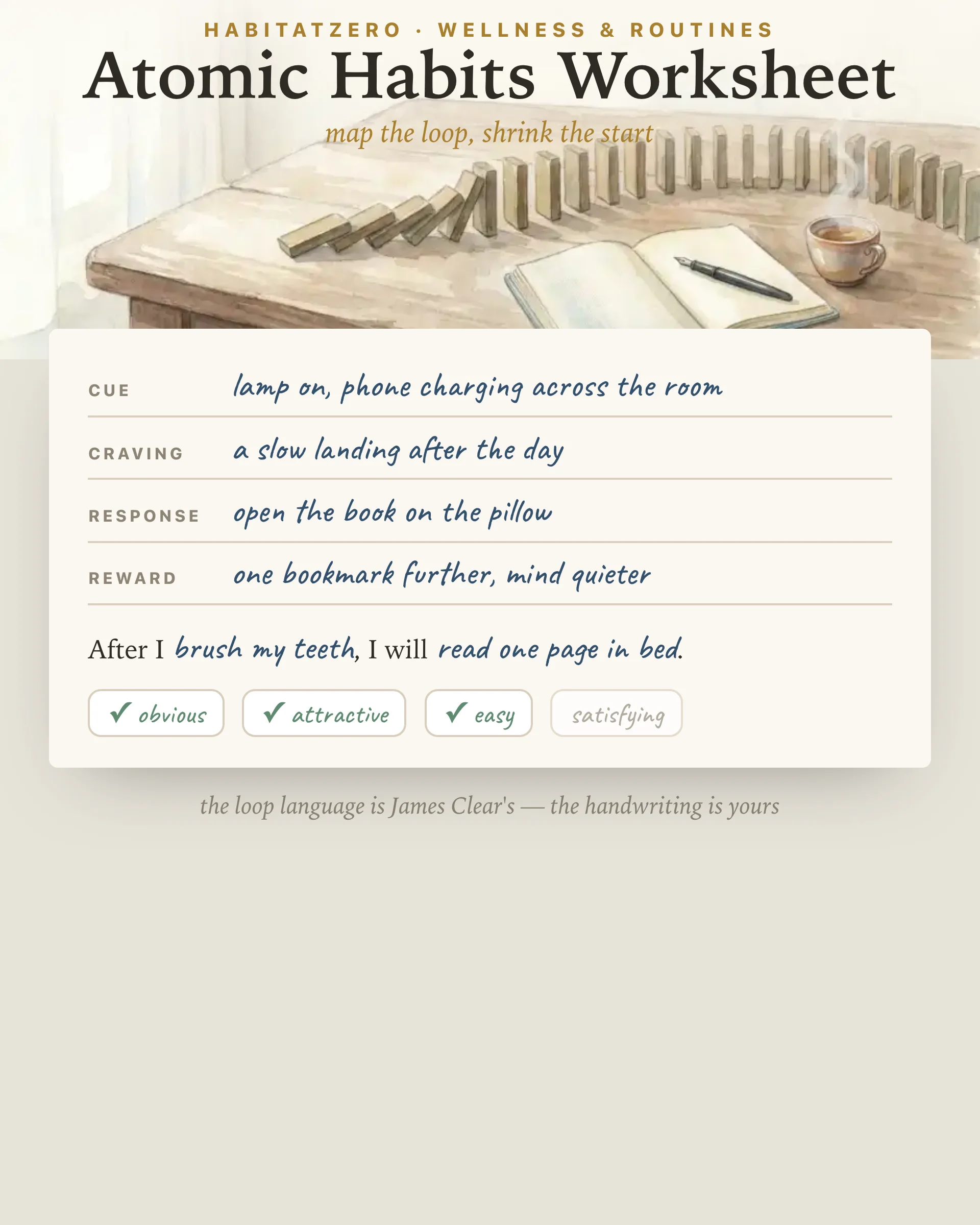 Habit Loop Worksheet — Wellness & Routines interactive worksheet preview
