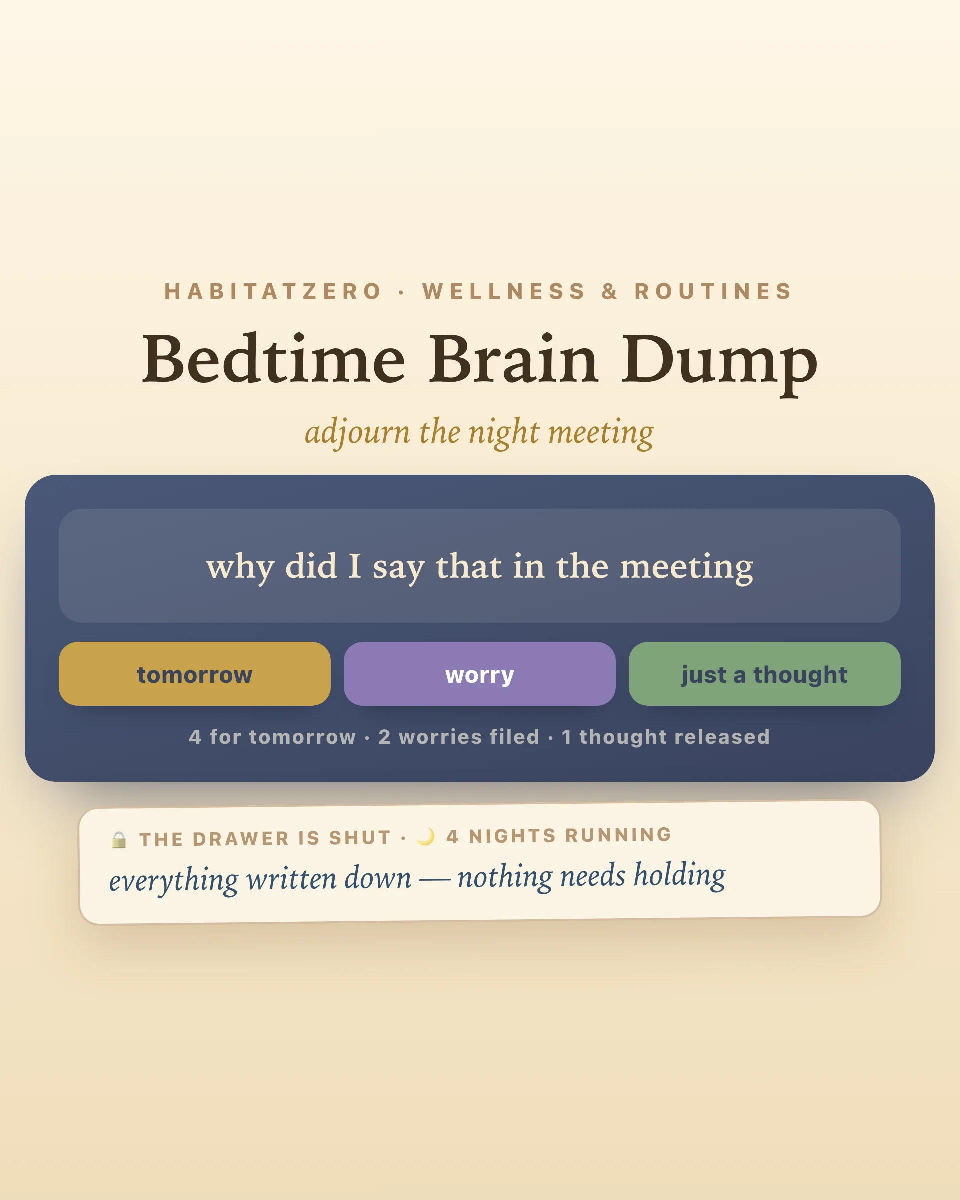 Bedtime Brain Dump — Sleep & Evenings interactive worksheet preview