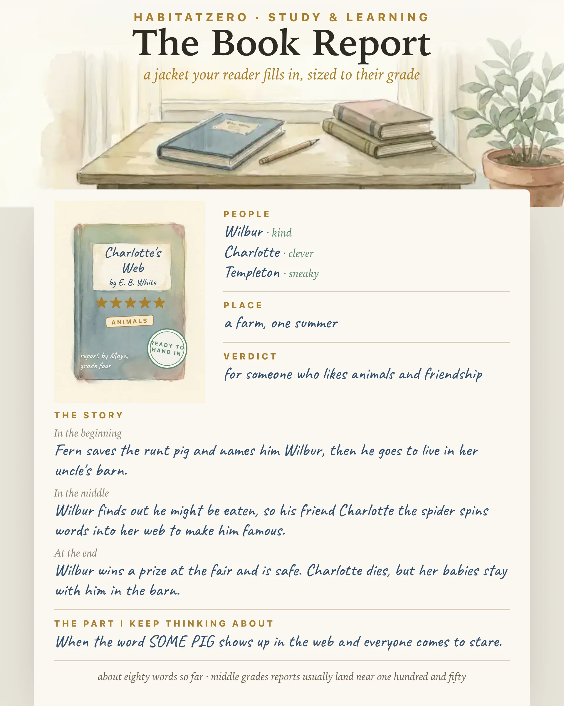 The Book Report — Study & Learning interactive worksheet preview