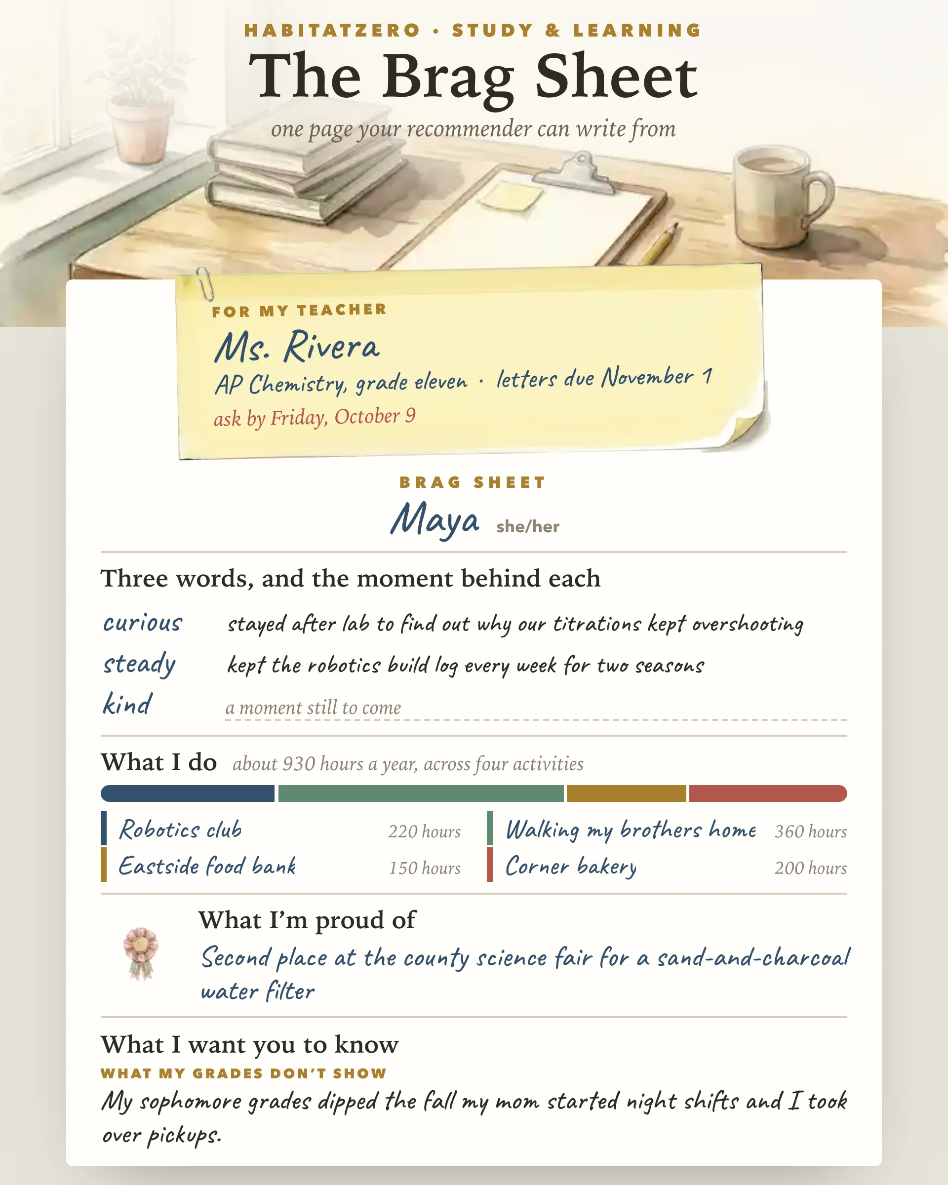 The Brag Sheet — Study & Learning interactive worksheet preview