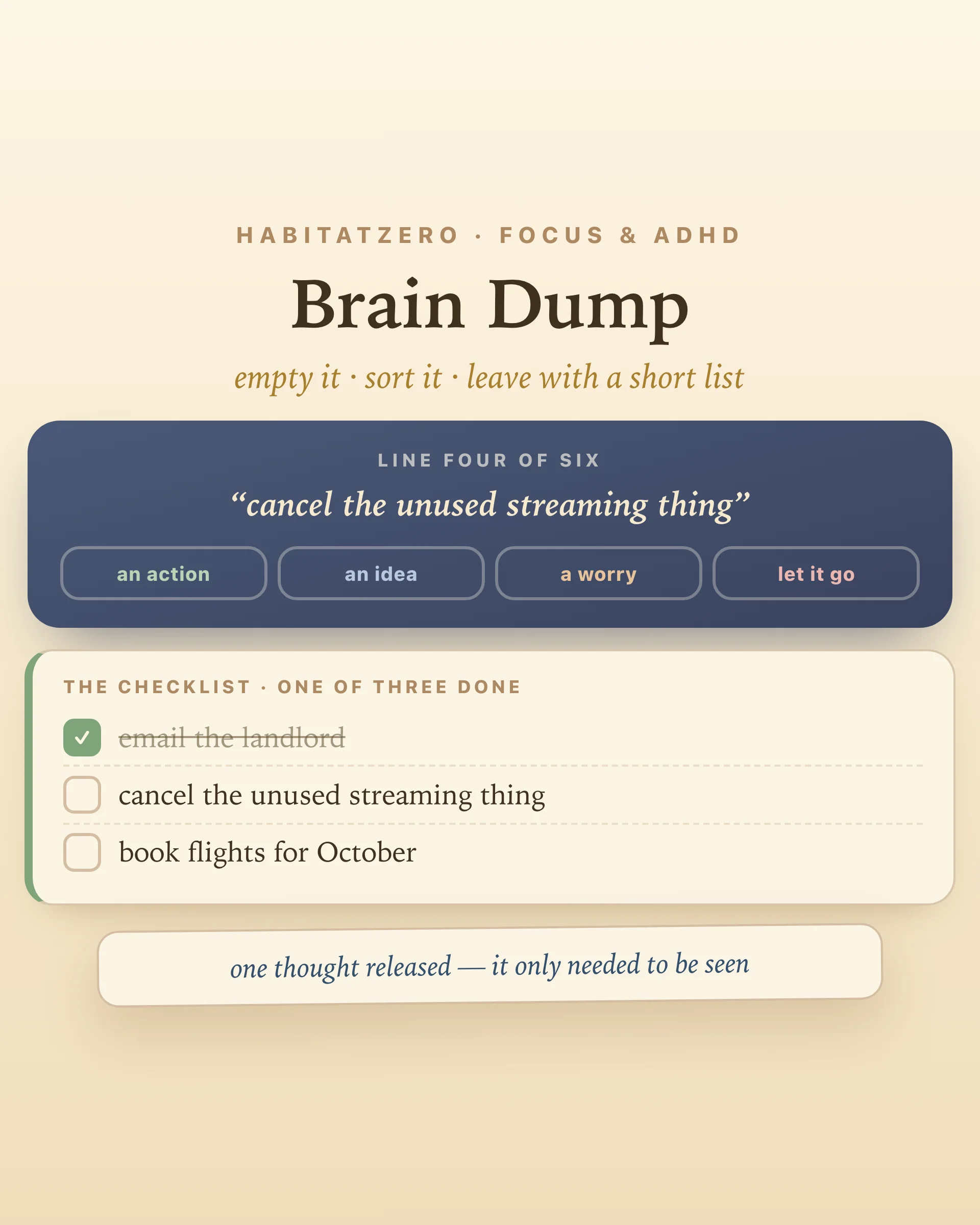 Brain Dump Worksheet — Focus & ADHD interactive worksheet preview