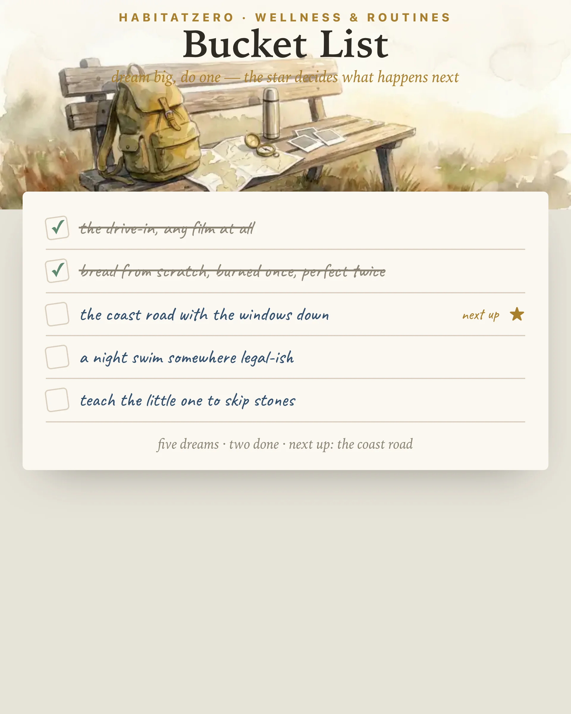 Bucket List — Wellness & Routines interactive worksheet preview