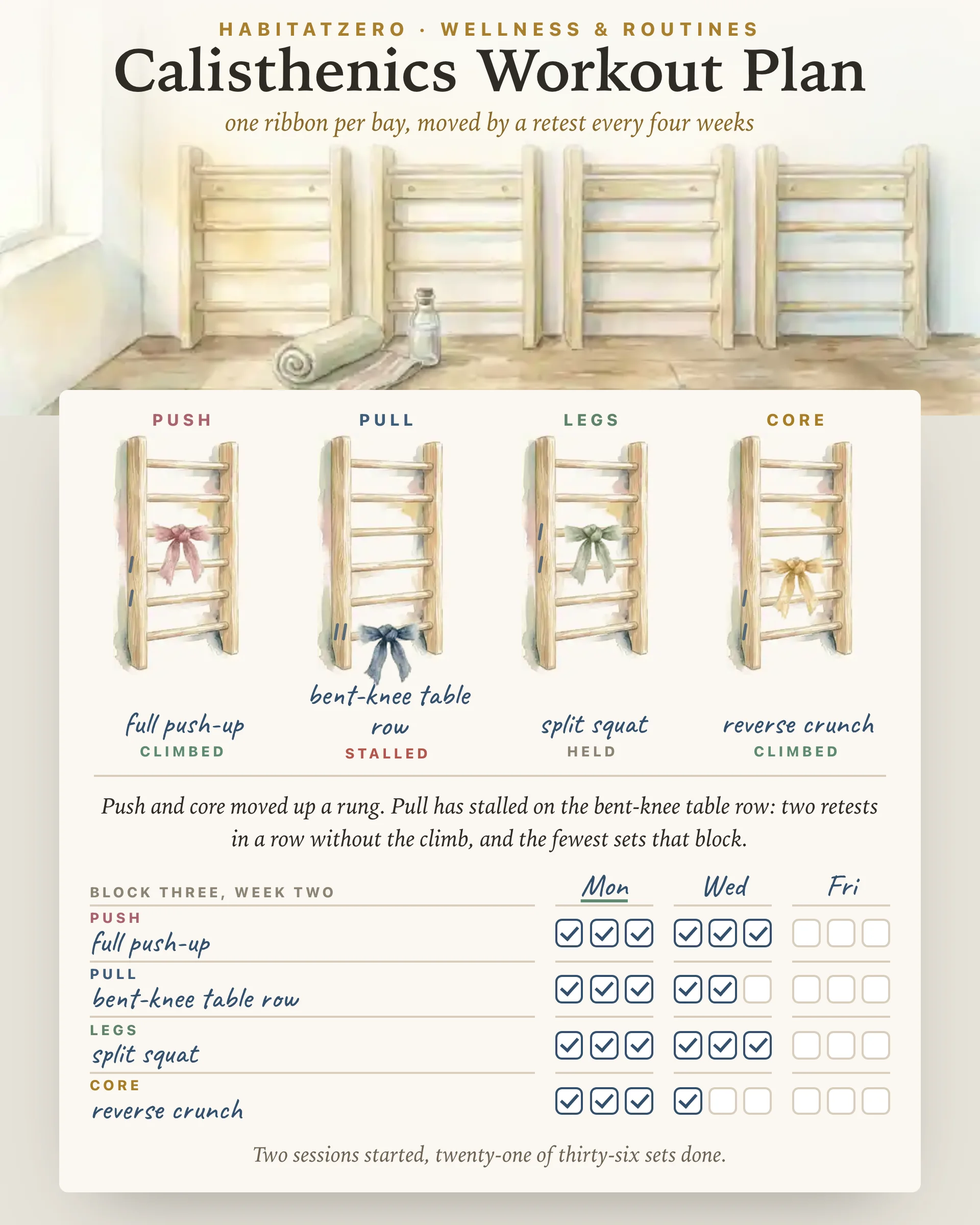 Calisthenics Workout Plan — Wellness & Routines interactive worksheet preview
