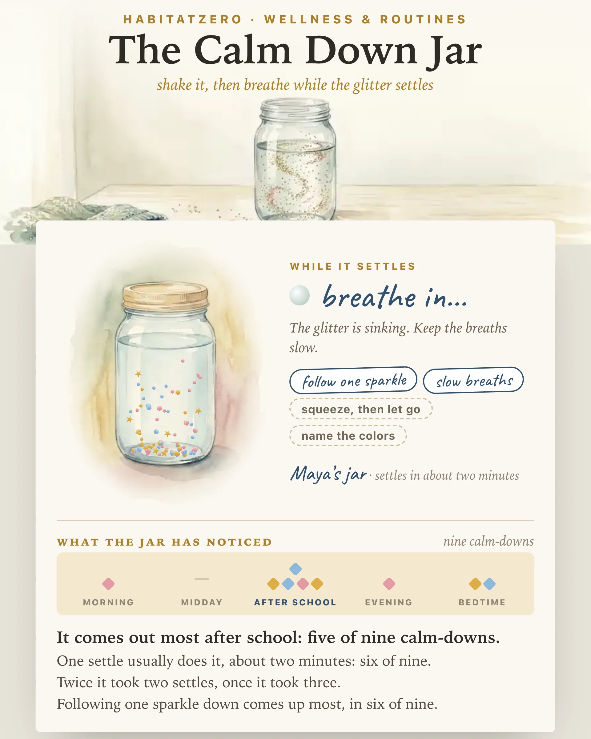 The Calm Down Jar — Wellness & Routines interactive worksheet preview