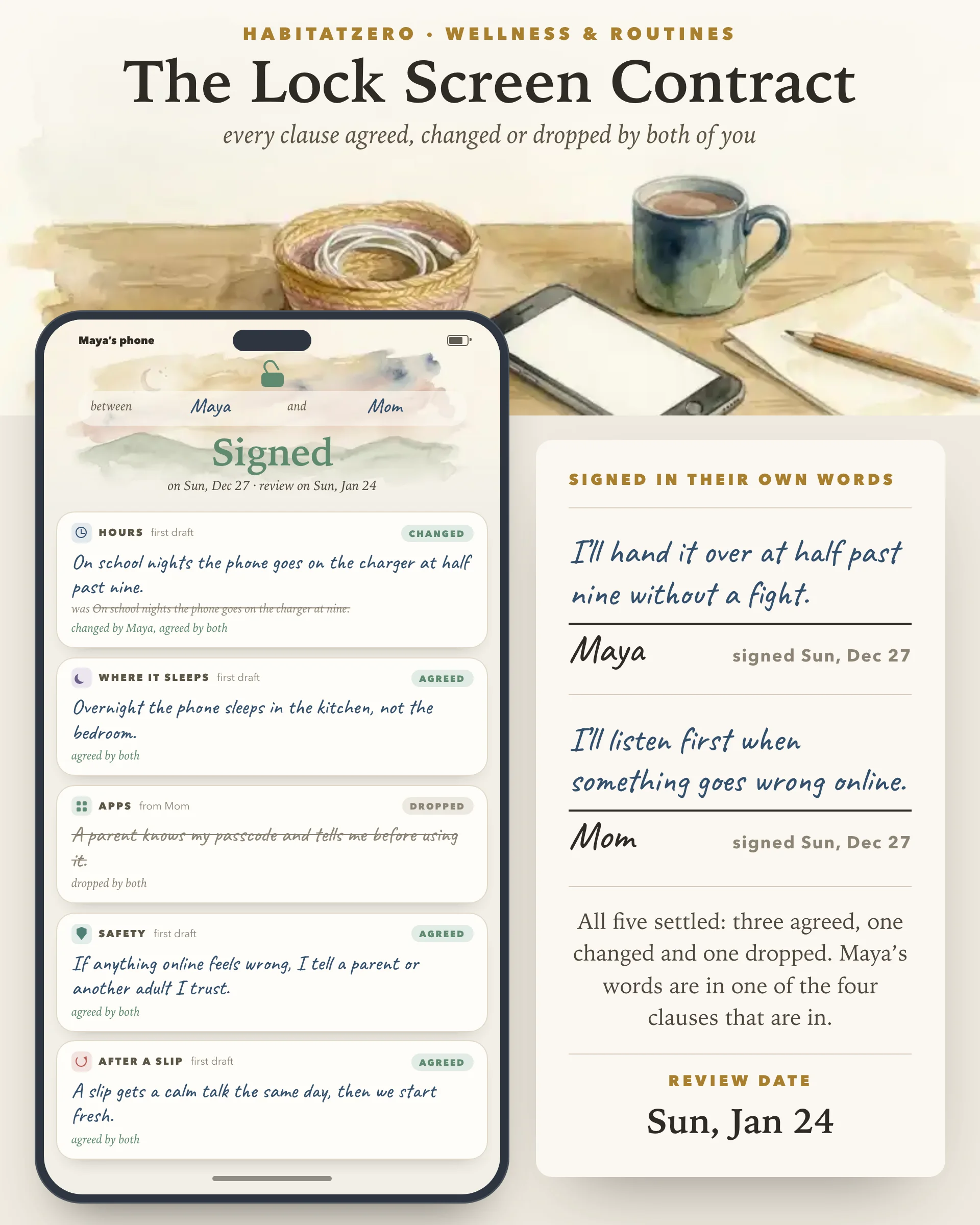 The Lock Screen Contract — Wellness & Routines interactive worksheet preview