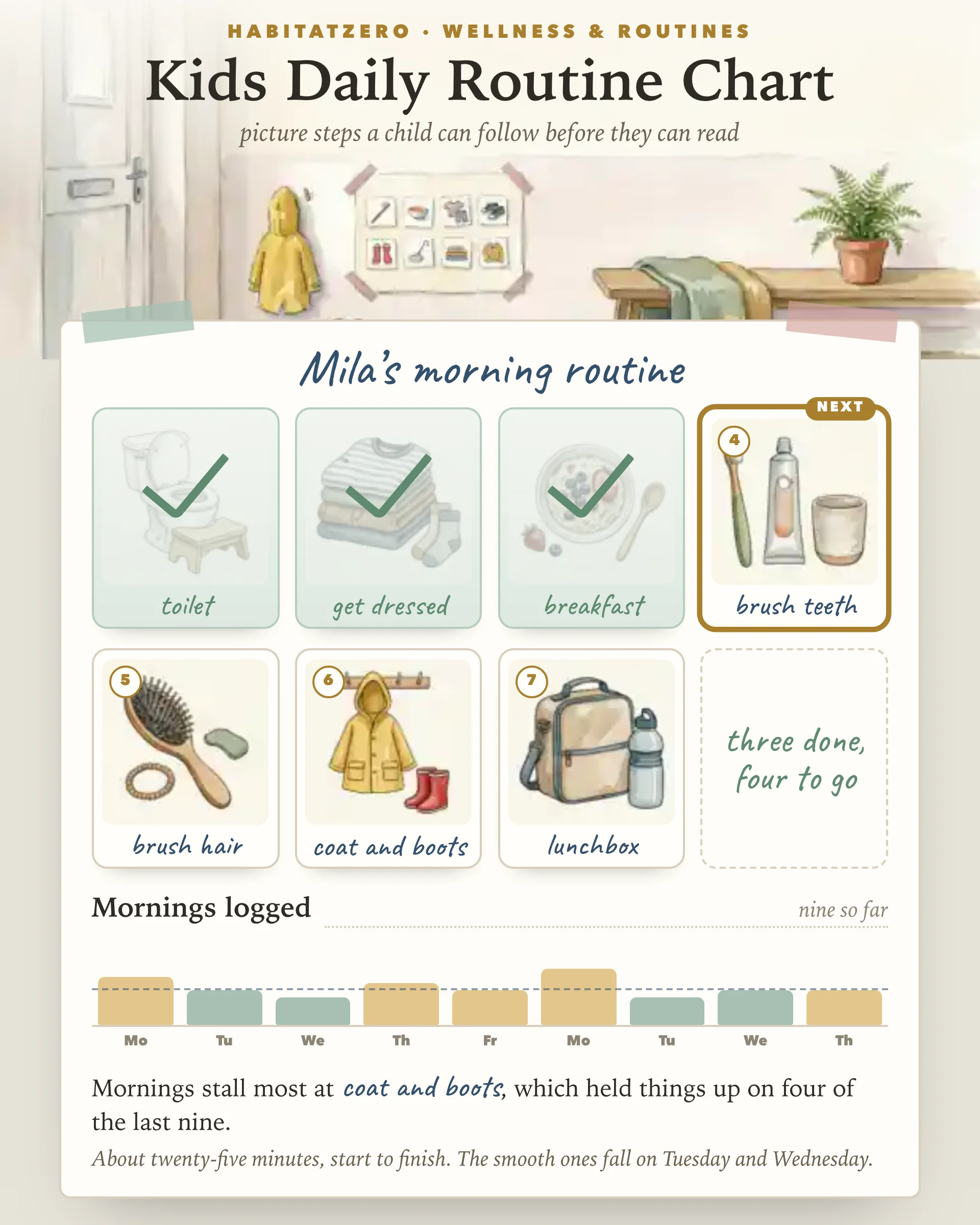 Kids Daily Routine Chart — Wellness & Routines interactive worksheet preview