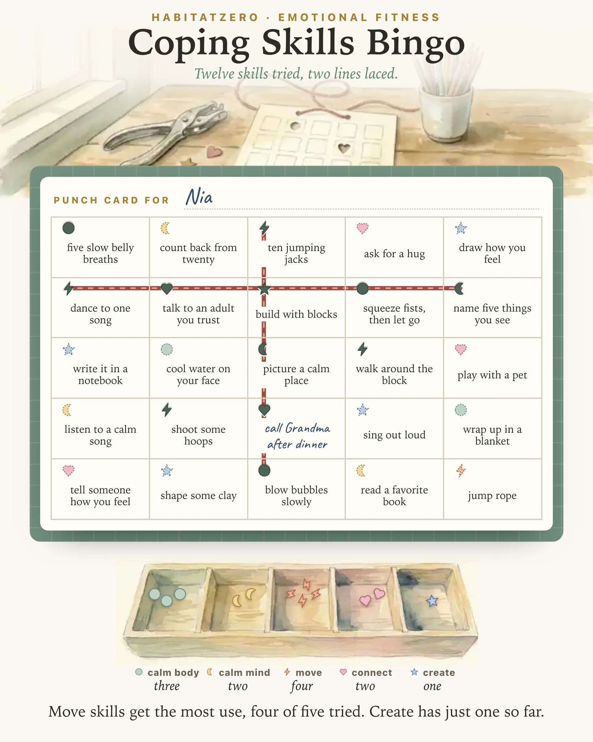 Coping Skills Bingo — Emotional Fitness interactive worksheet preview