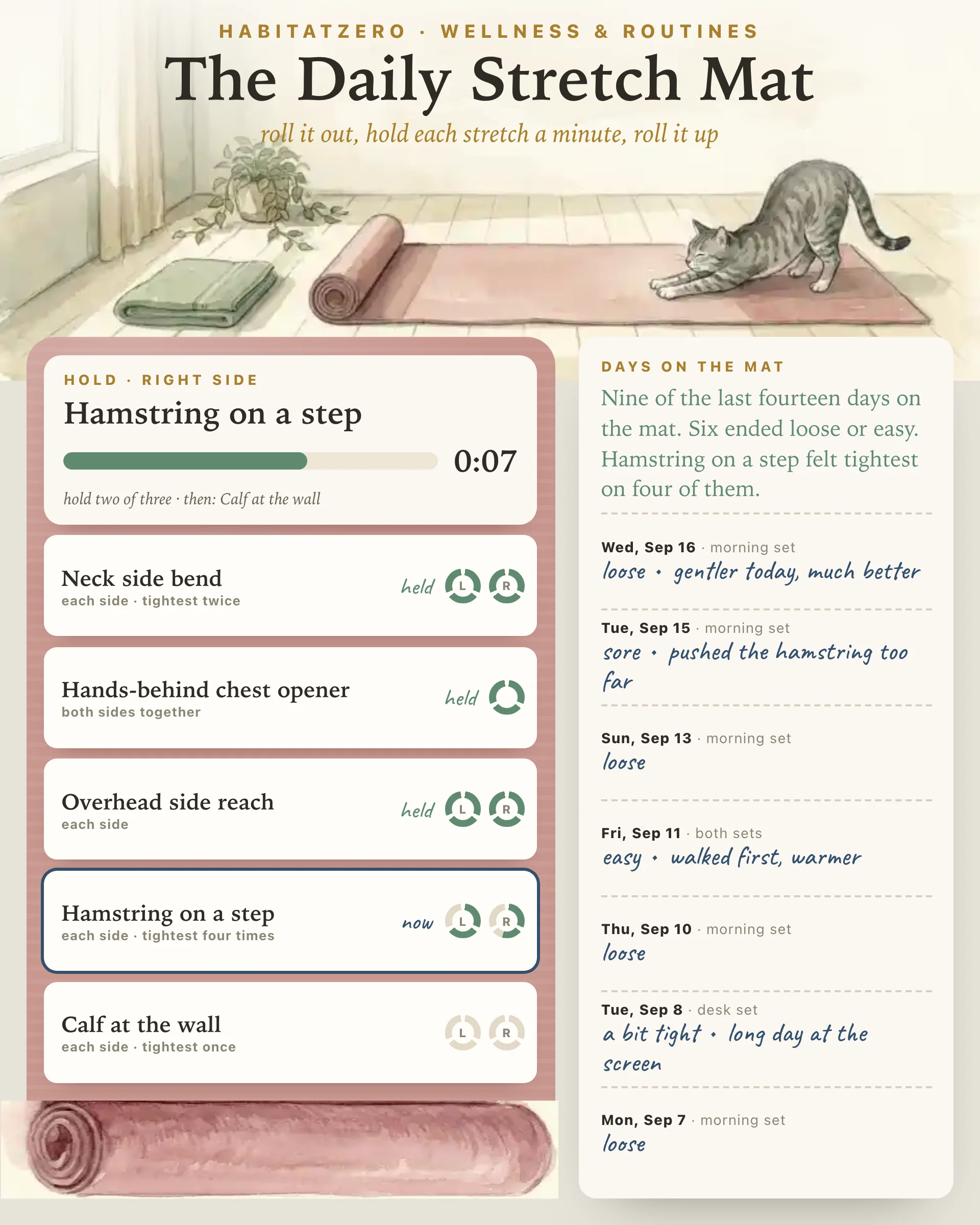 The Daily Stretch Mat — Wellness & Routines interactive worksheet preview