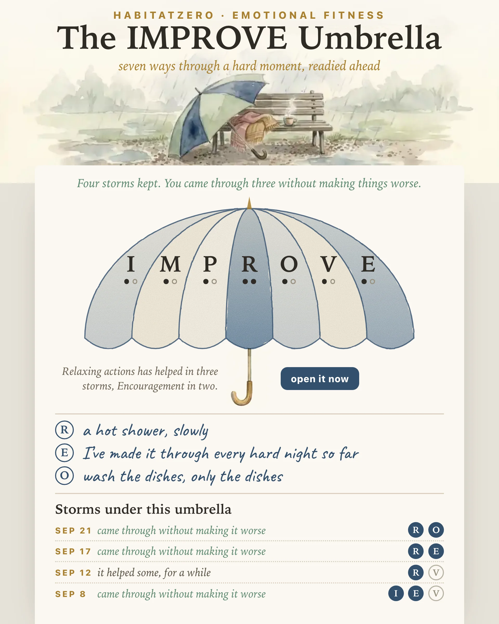 The IMPROVE Umbrella — Emotional Fitness interactive worksheet preview