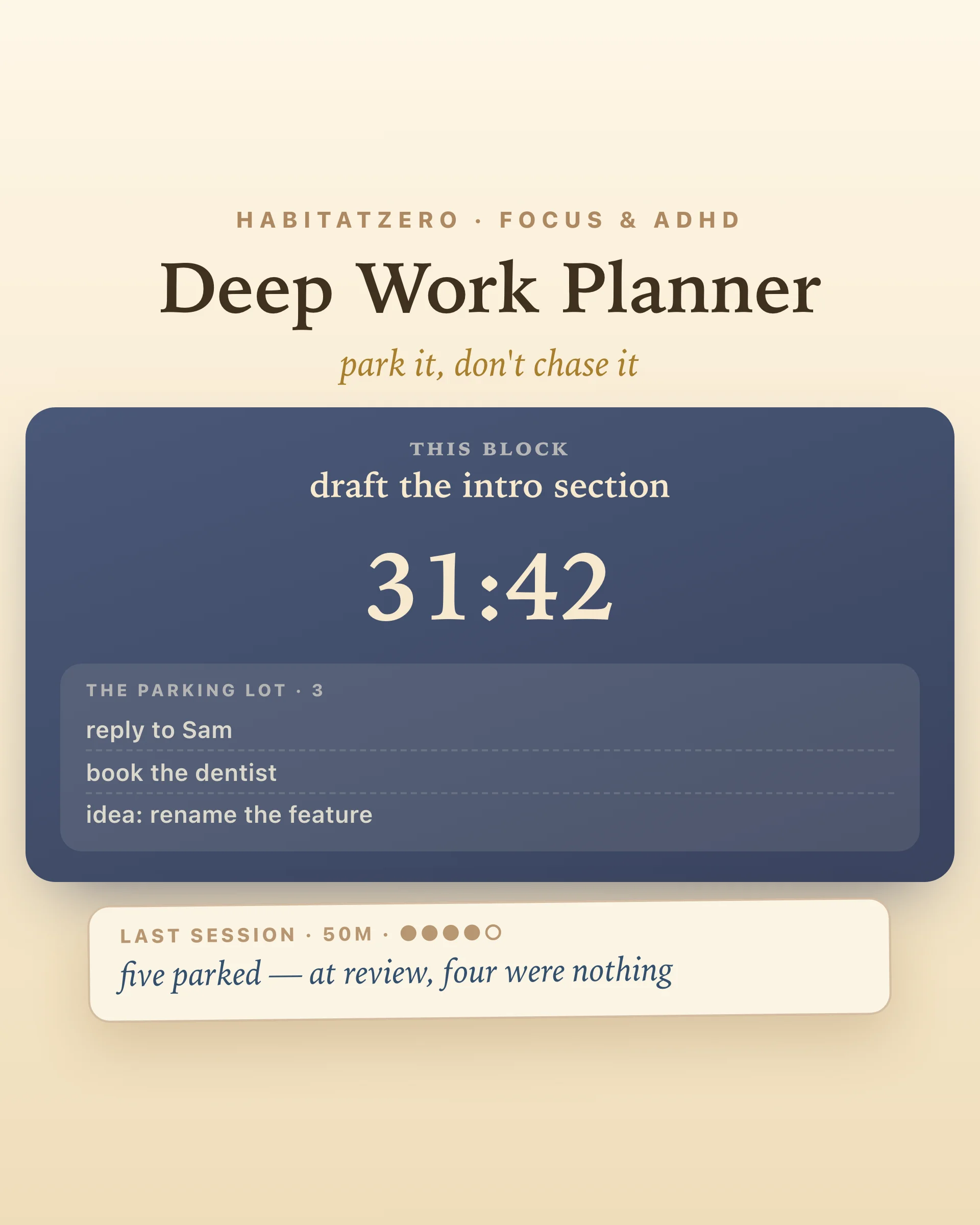 Deep Work Planner — Focus & ADHD interactive worksheet preview