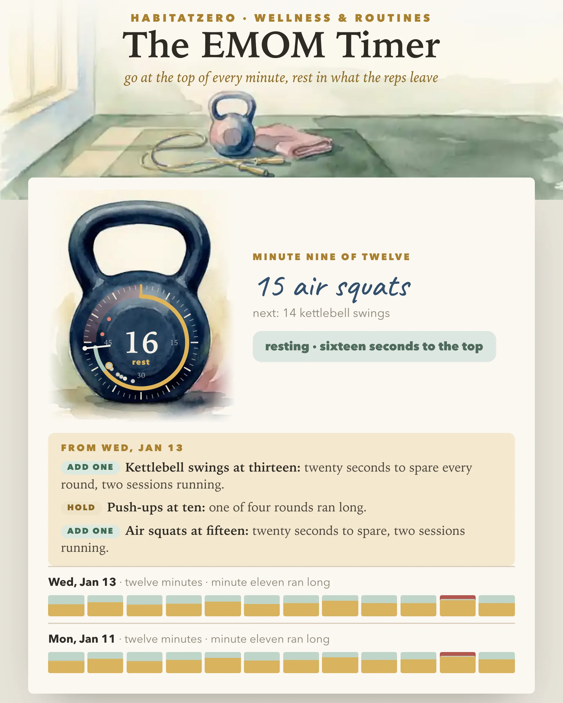 The EMOM Timer — Wellness & Routines interactive worksheet preview