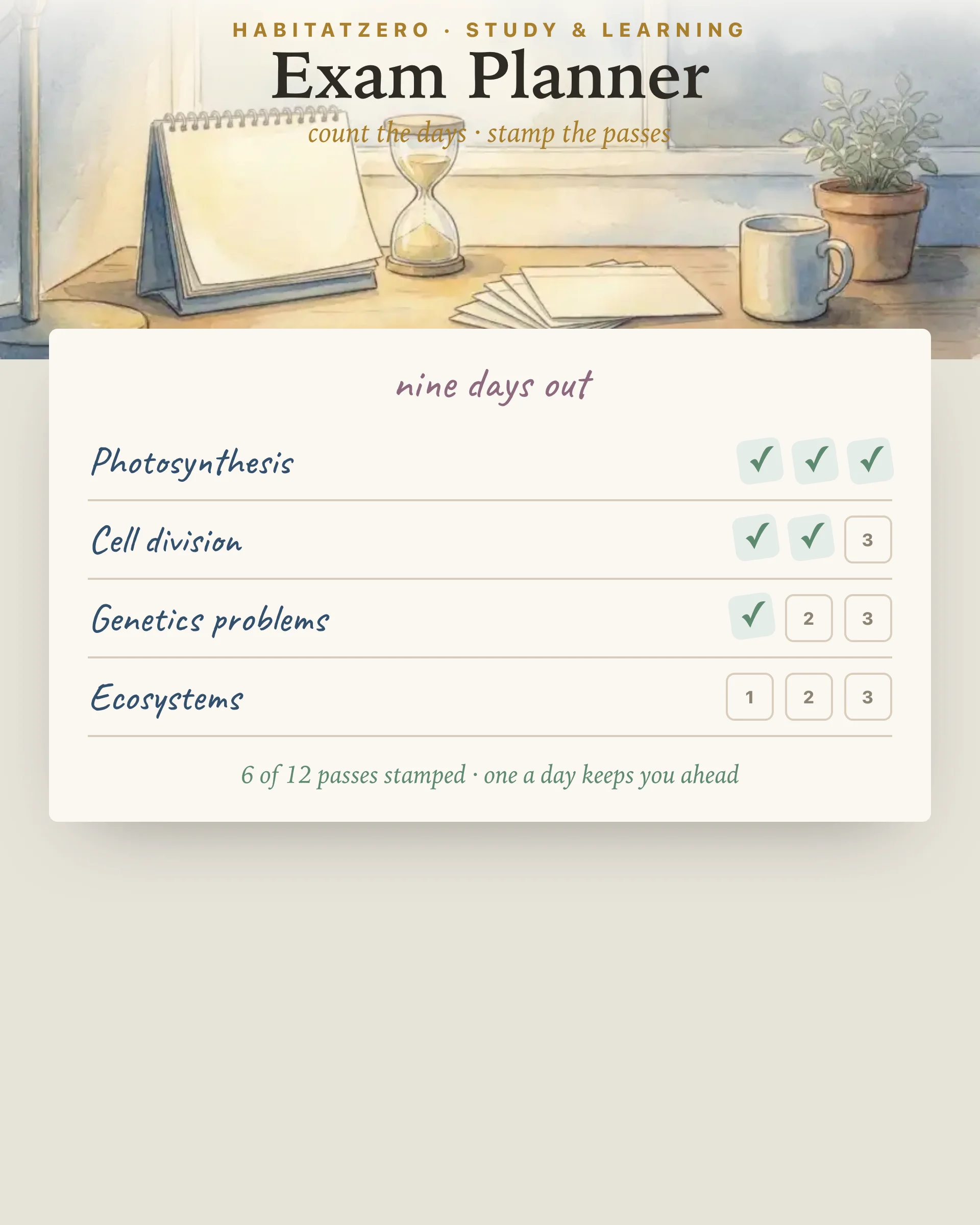 Exam Planner — Study & Learning interactive worksheet preview
