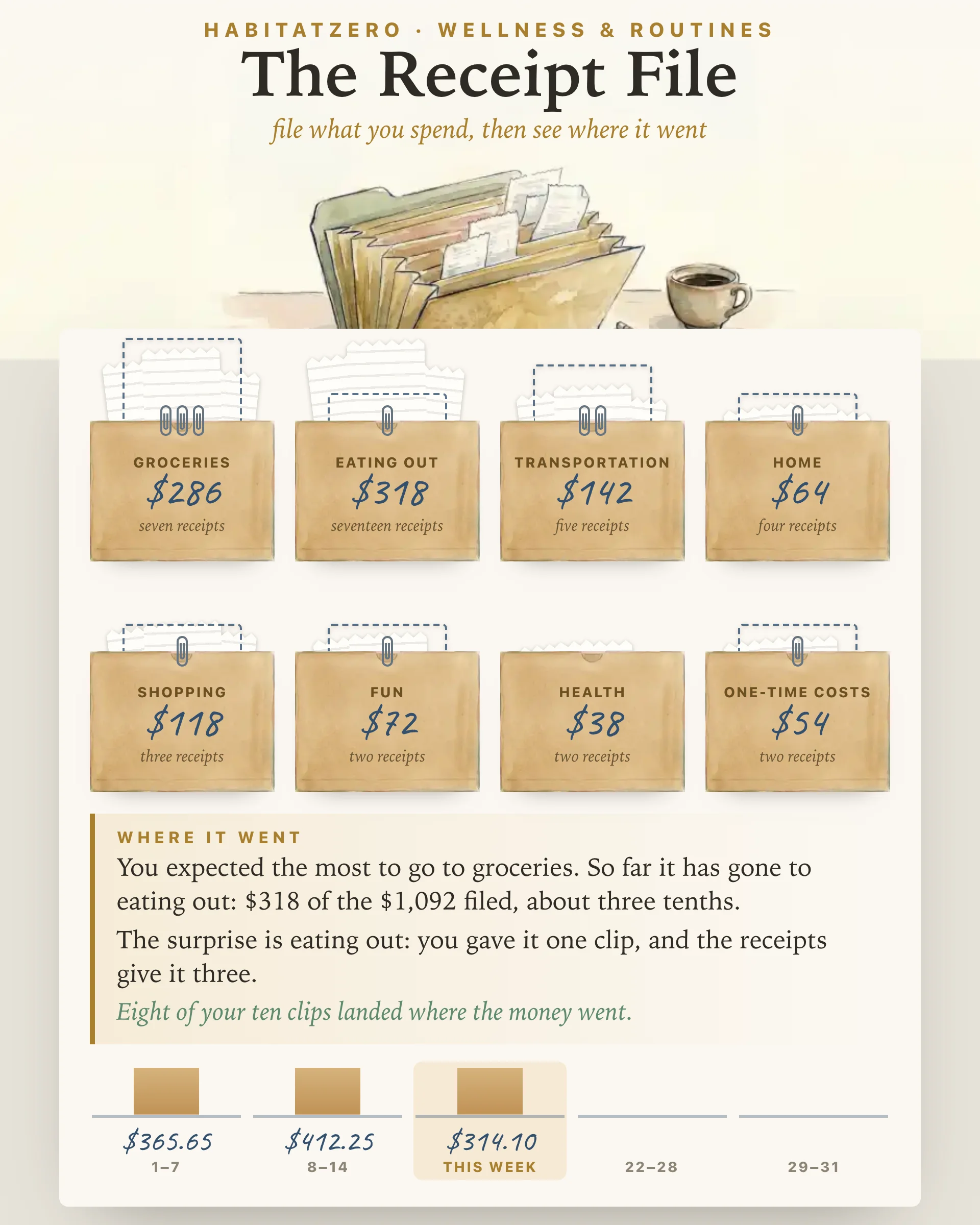 The Receipt File — Wellness & Routines interactive worksheet preview
