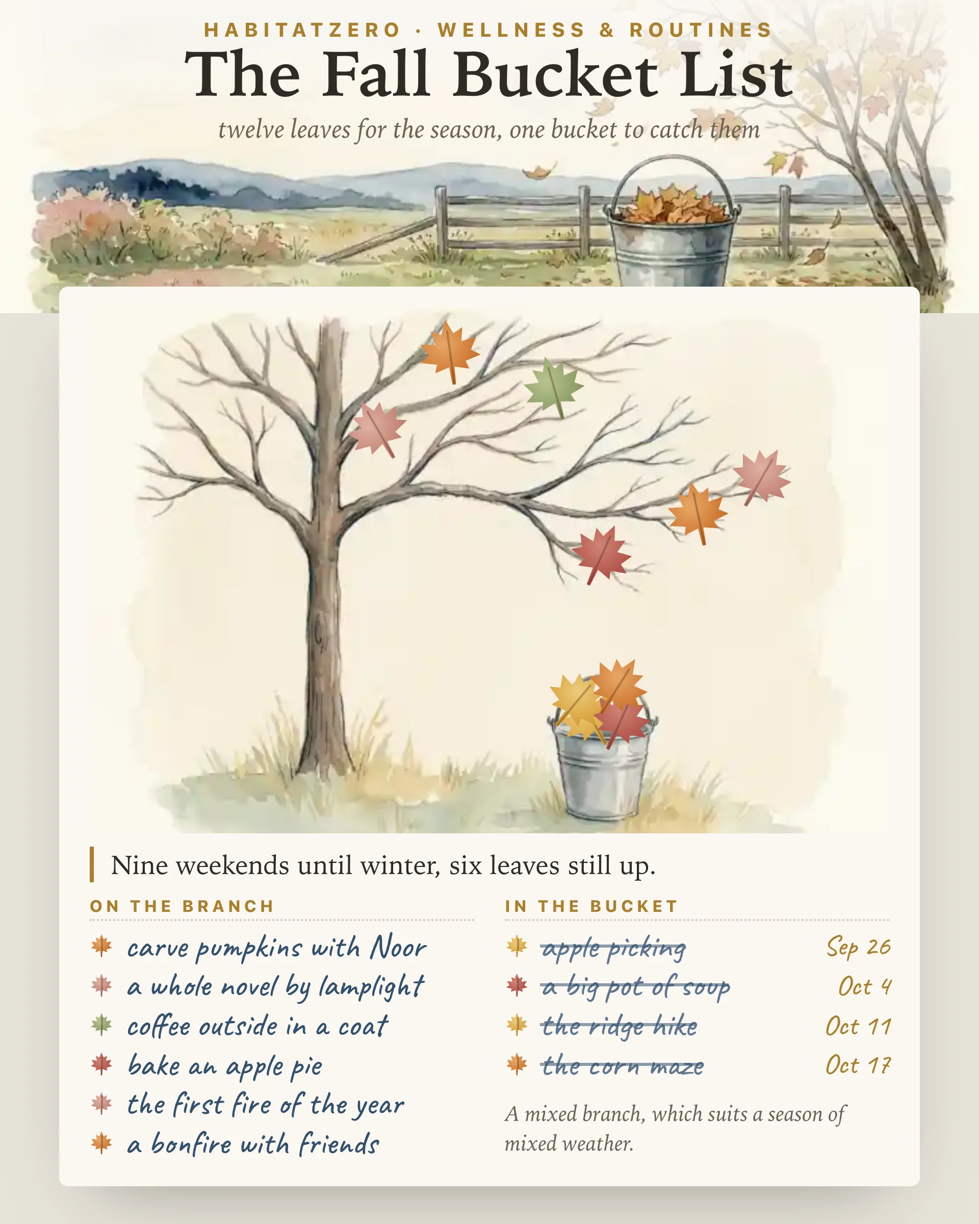The Fall Bucket List — Wellness & Routines interactive worksheet preview