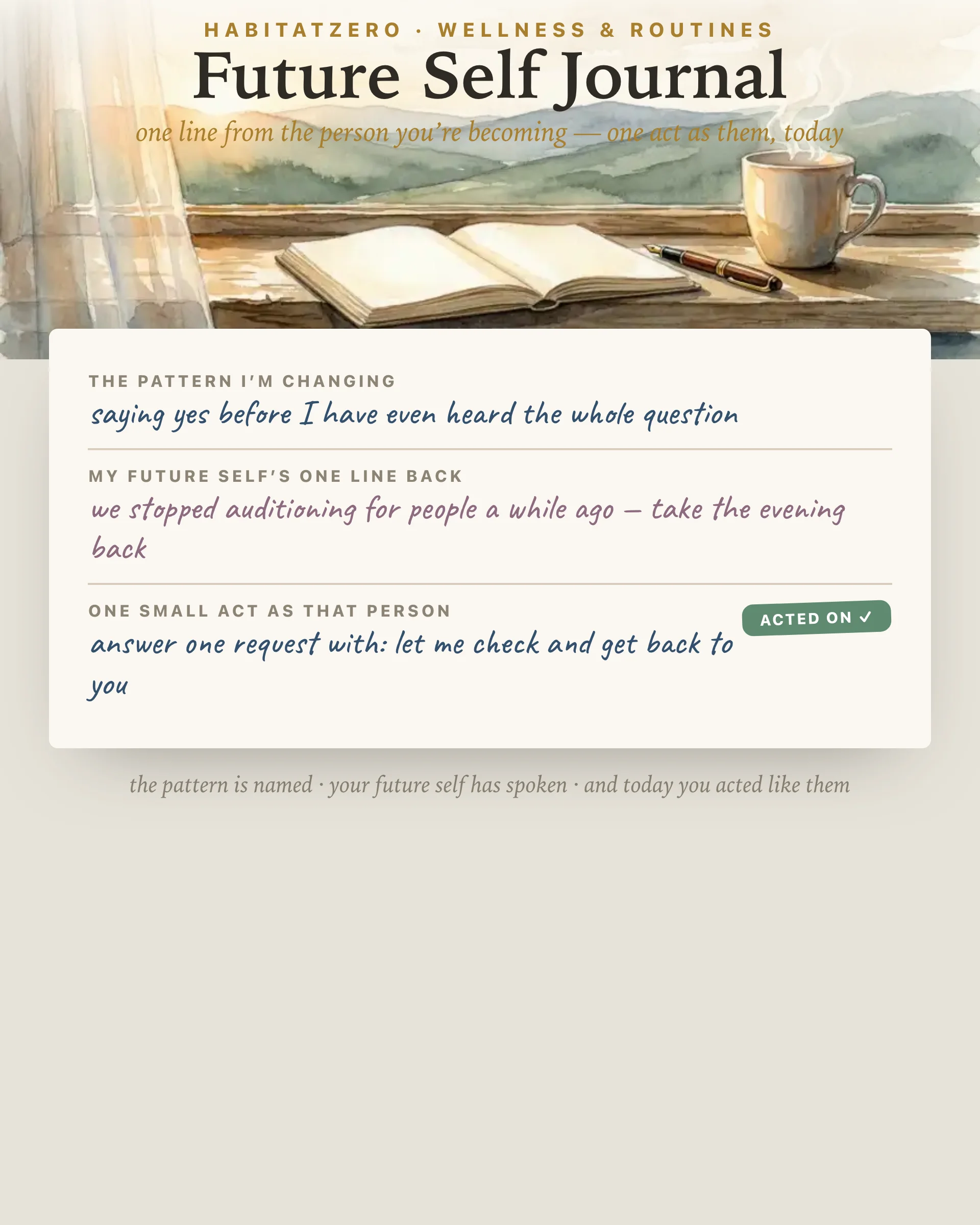 Future Self Journal — Wellness & Routines interactive worksheet preview