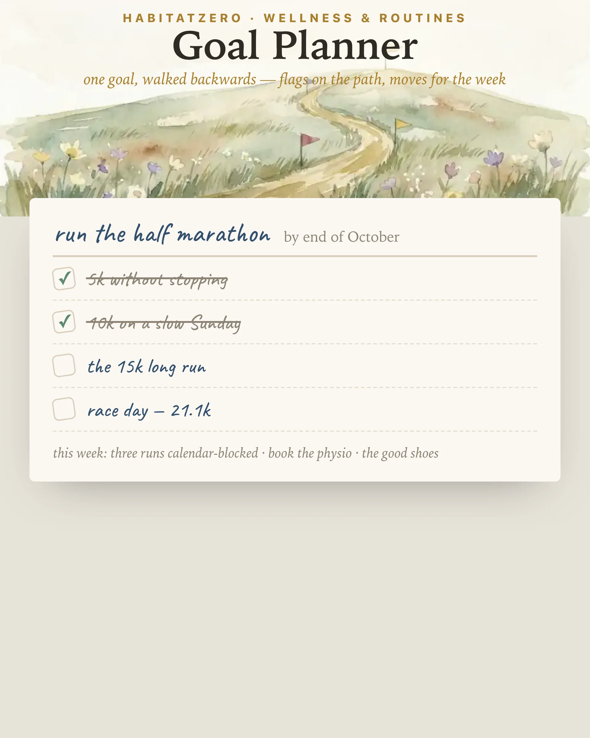 Goal Planner — Wellness & Routines interactive worksheet preview