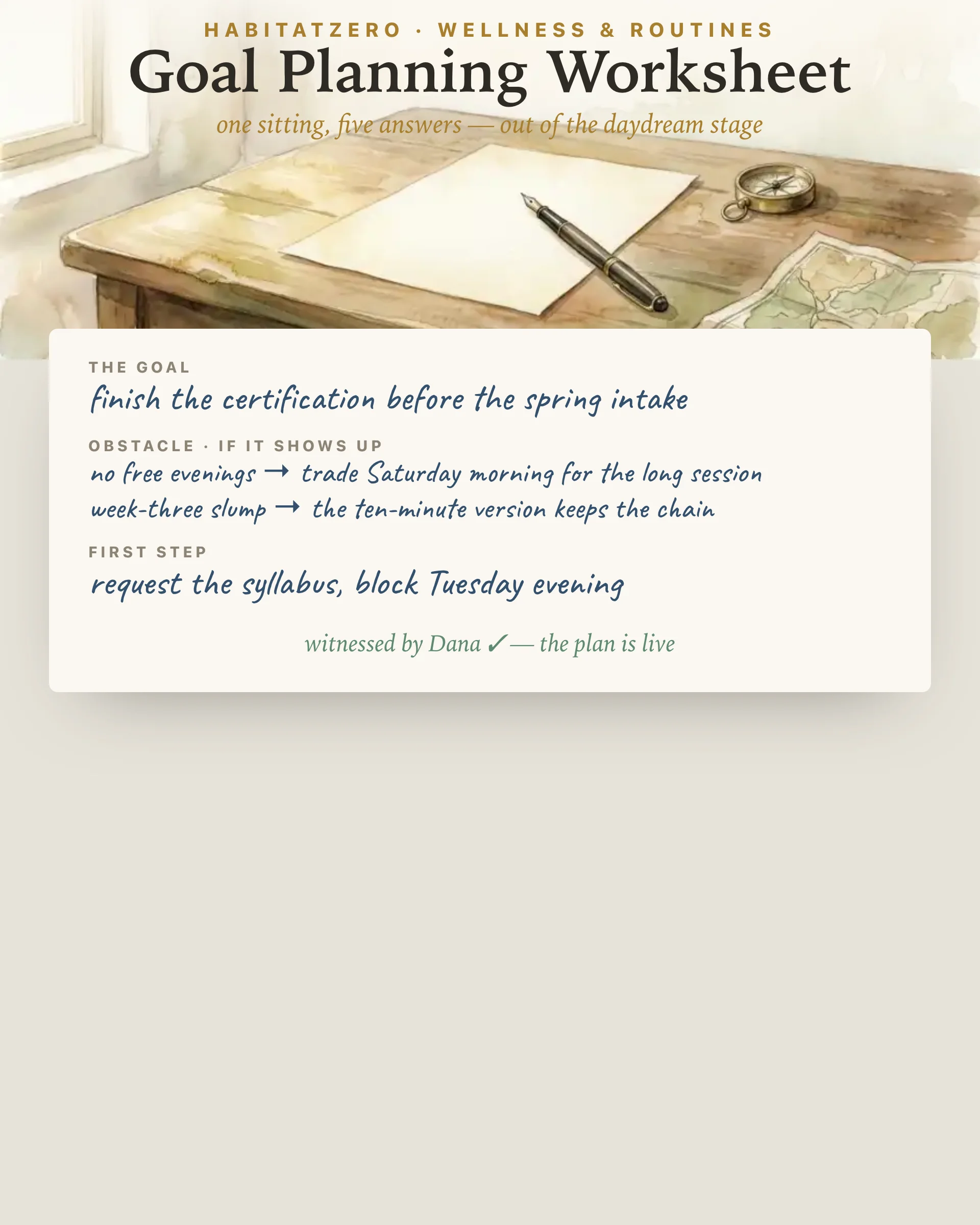Goal Planning Worksheet — Wellness & Routines interactive worksheet preview