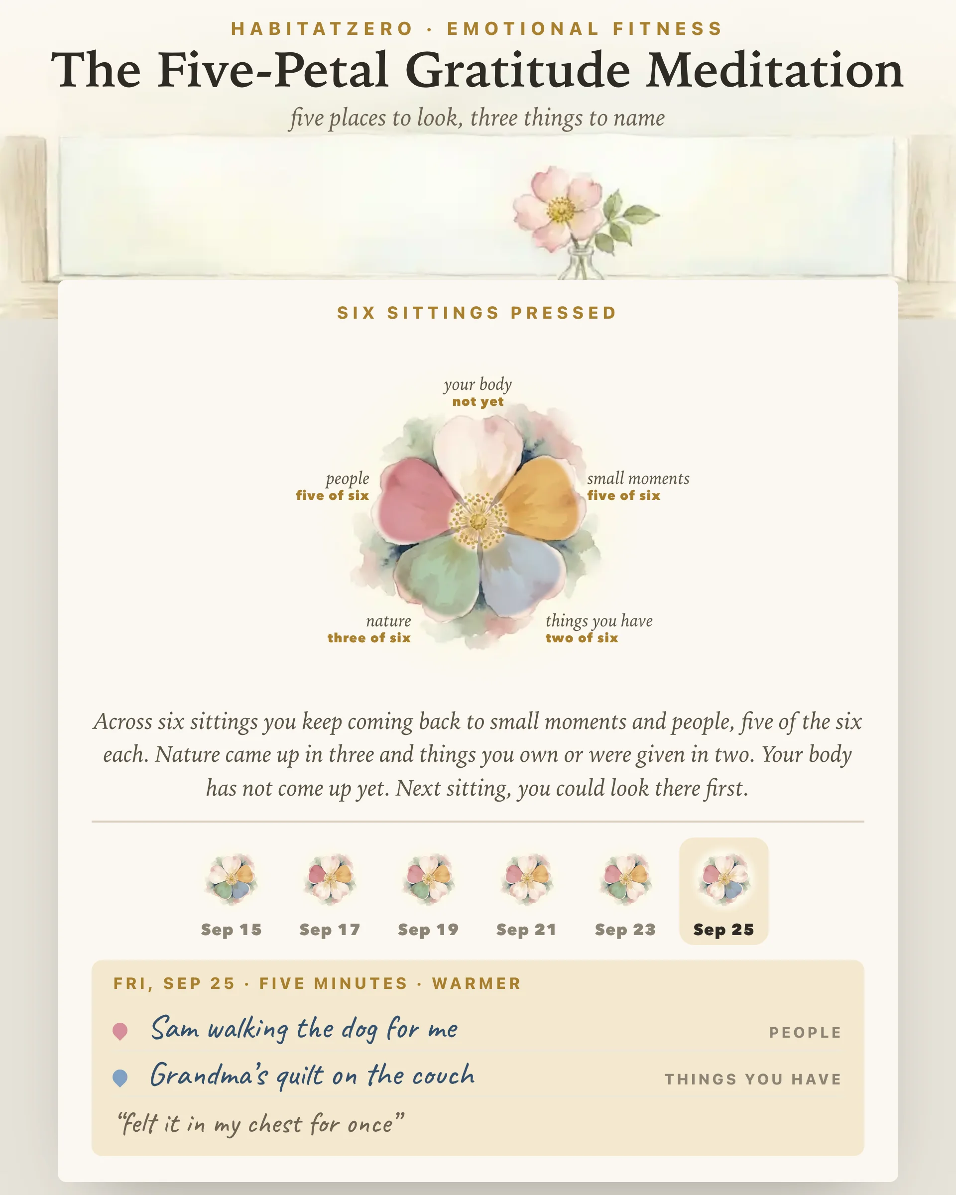 The Five-Petal Gratitude Meditation — Emotional Fitness interactive worksheet preview