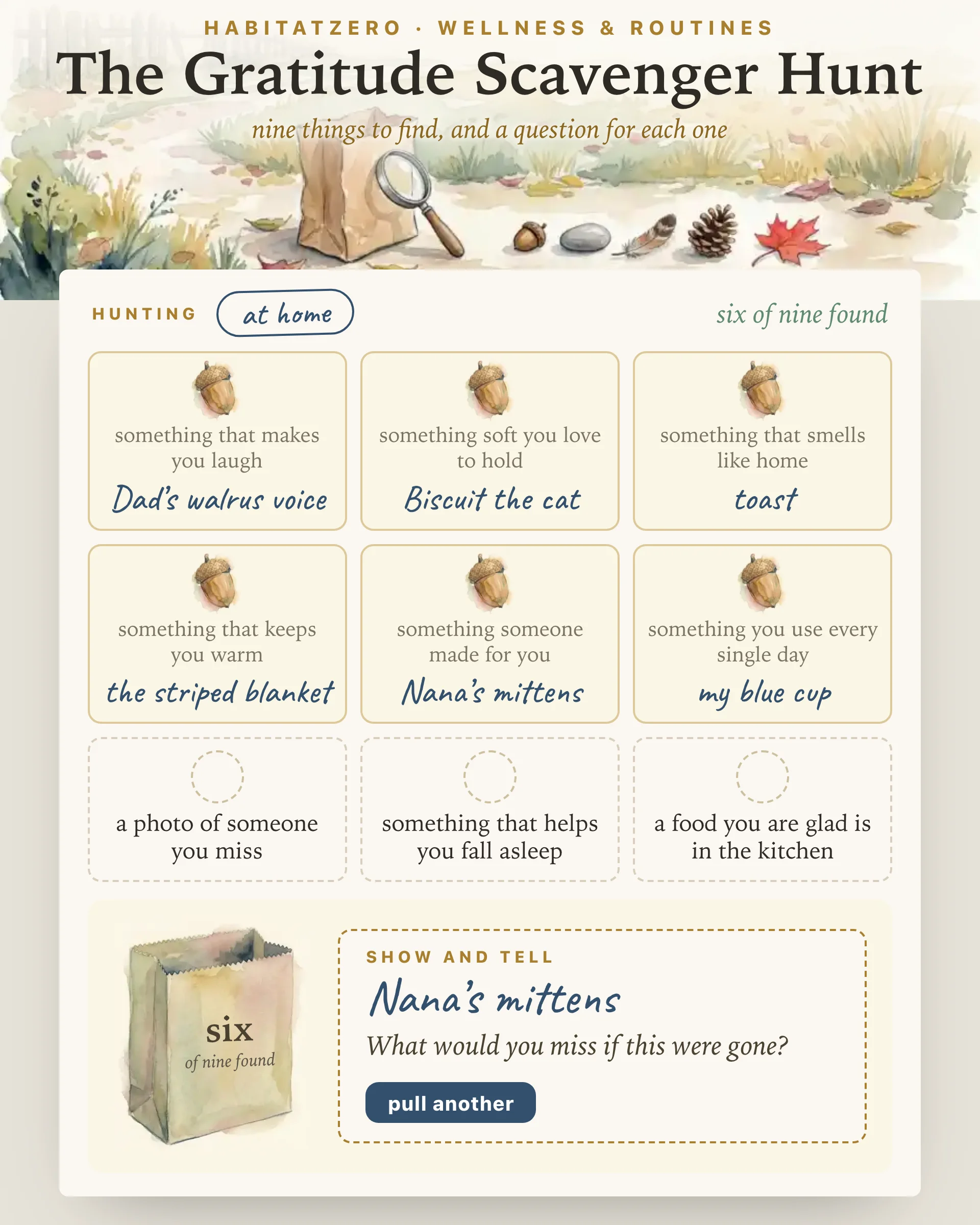 The Gratitude Scavenger Hunt — Wellness & Routines interactive worksheet preview