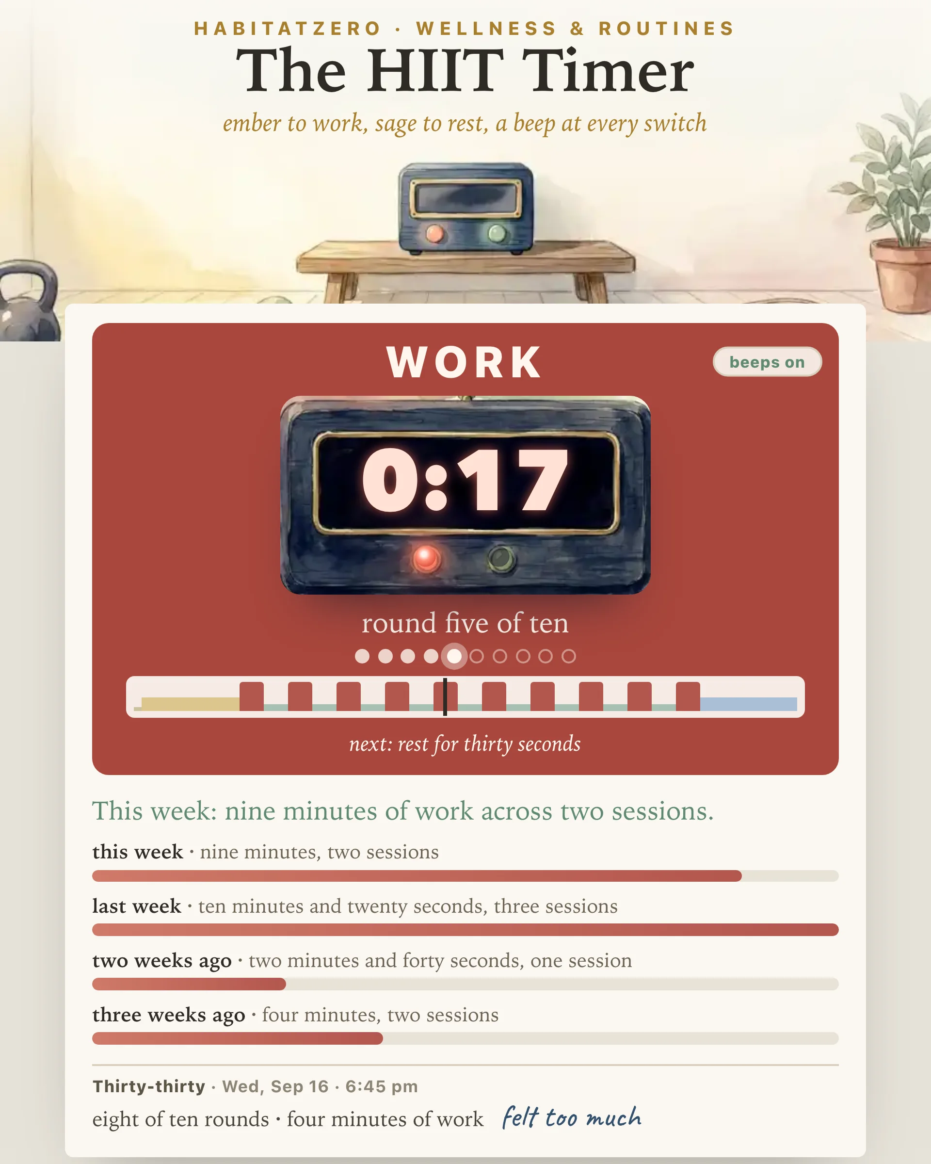 The HIIT Timer — Wellness & Routines interactive worksheet preview