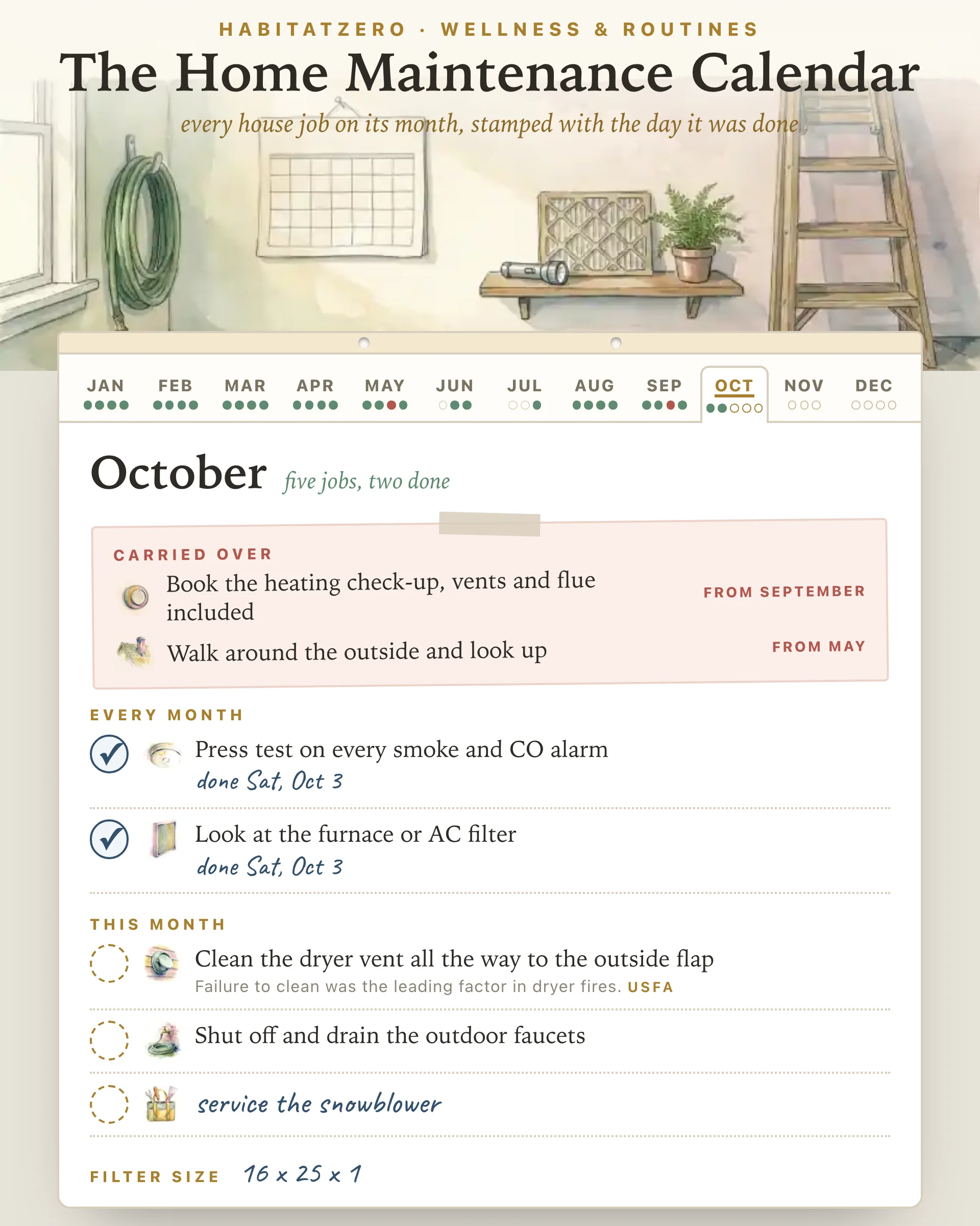 The Home Maintenance Calendar — Wellness & Routines interactive worksheet preview