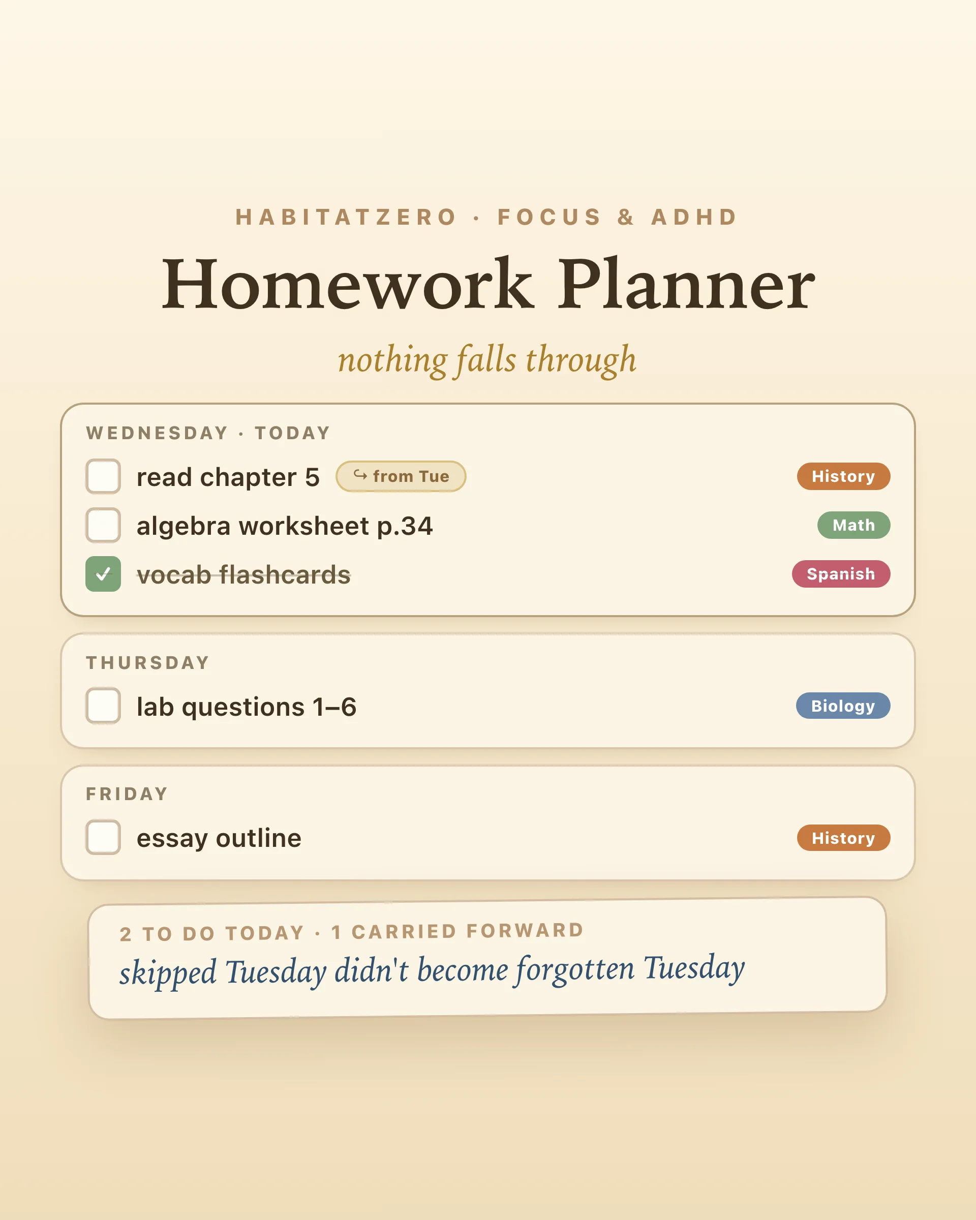 Homework Planner — Study & Learning interactive worksheet preview
