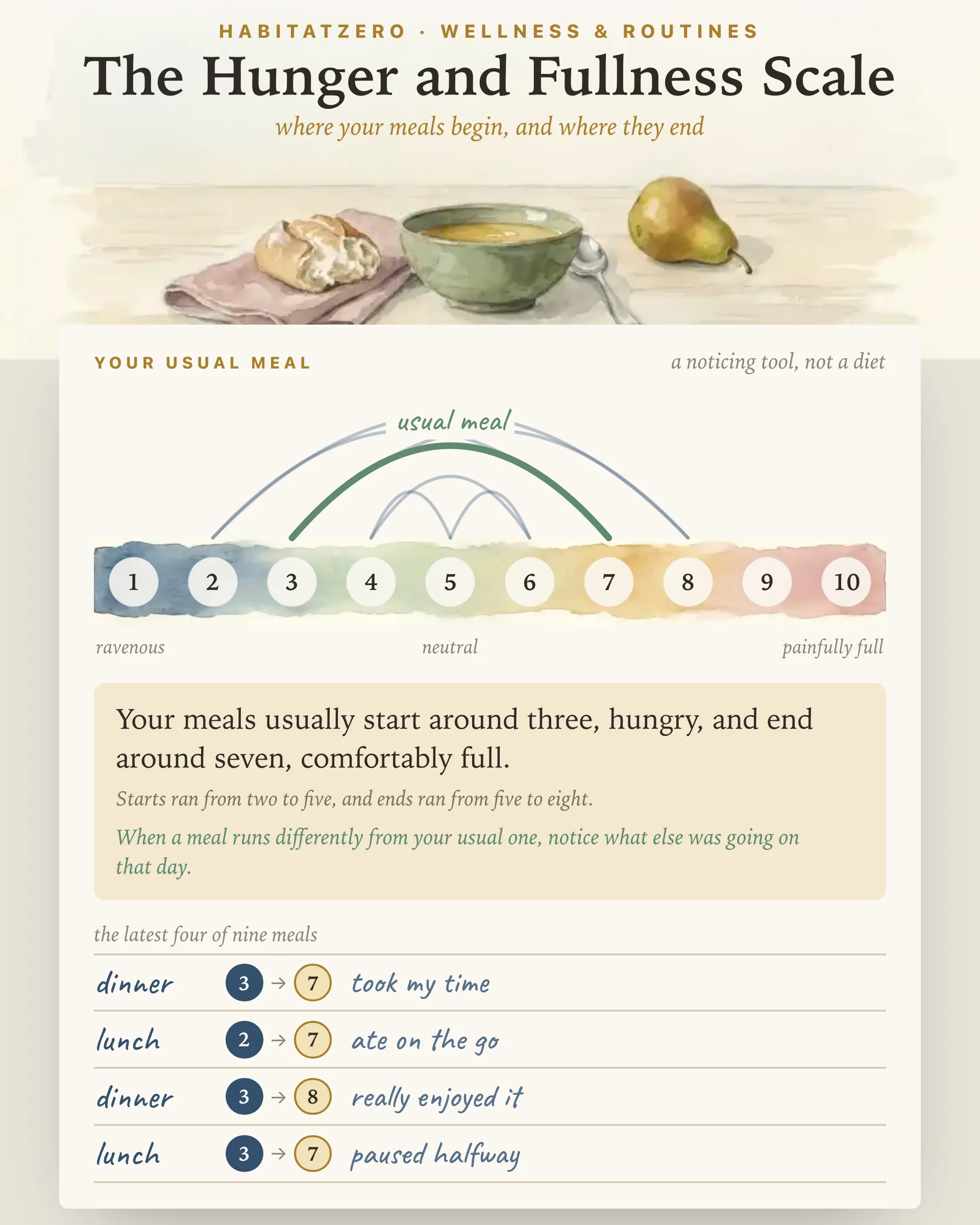 The Hunger and Fullness Scale — Wellness & Routines interactive worksheet preview