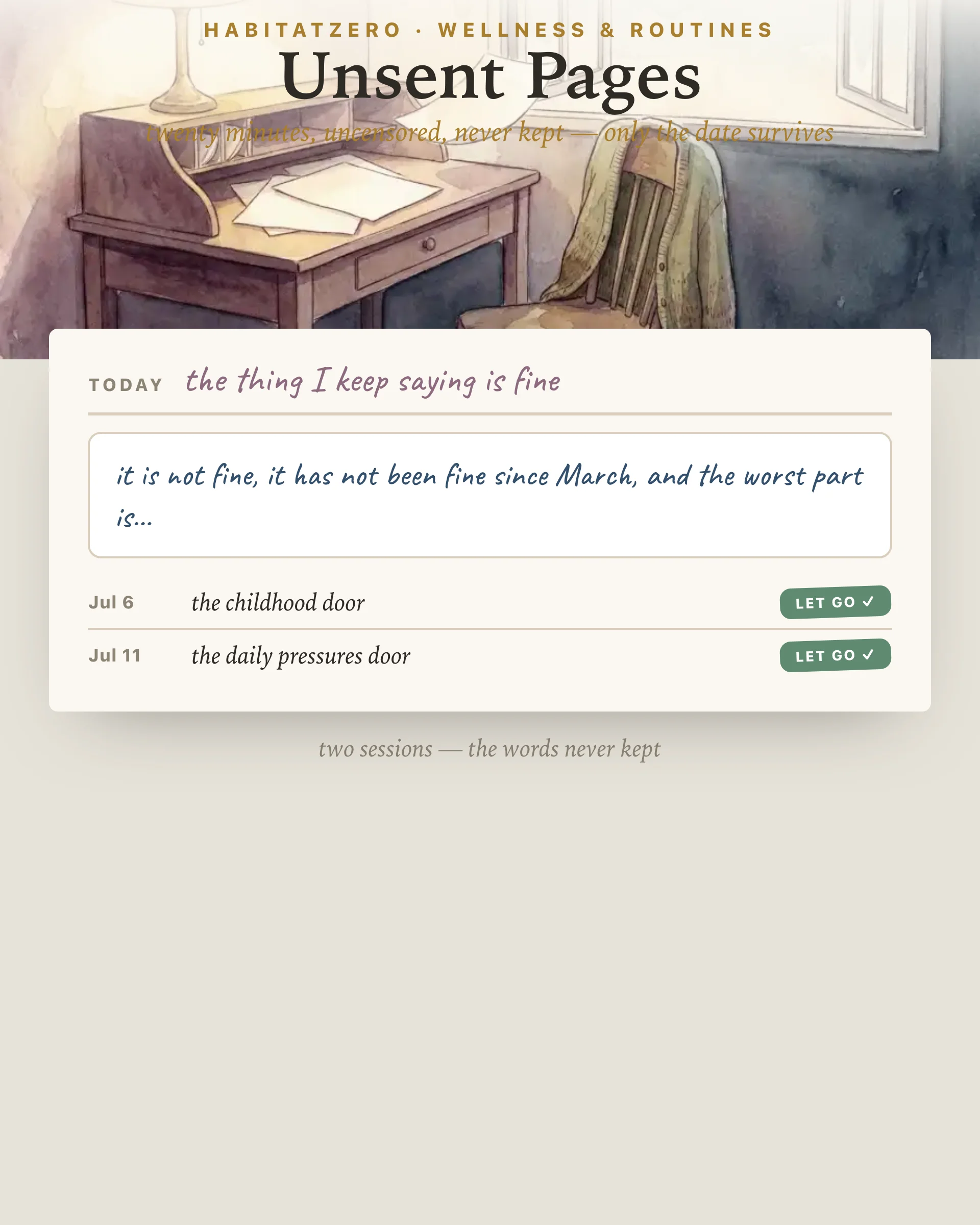 Unsent Pages — Wellness & Routines interactive worksheet preview