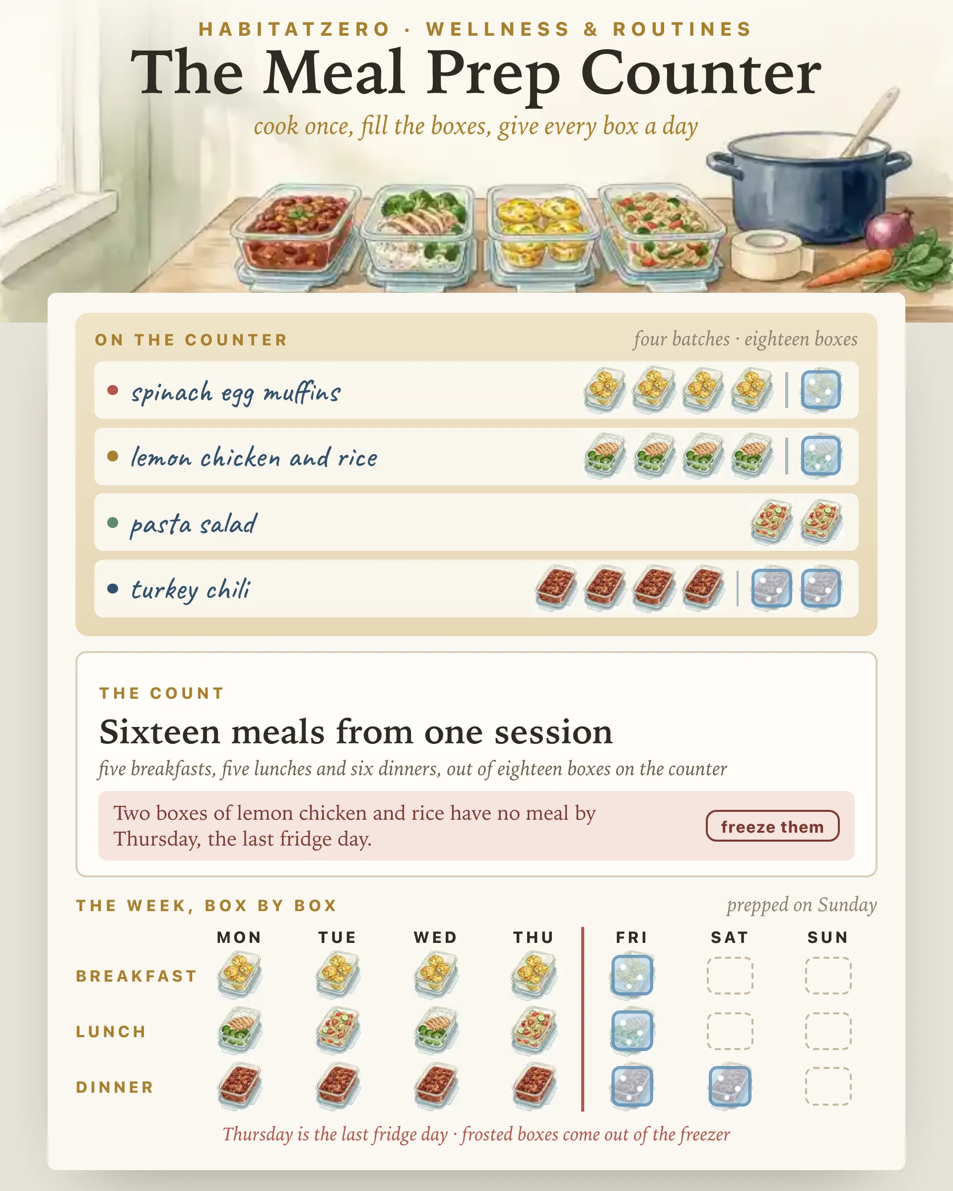 The Meal Prep Counter — Wellness & Routines interactive worksheet preview