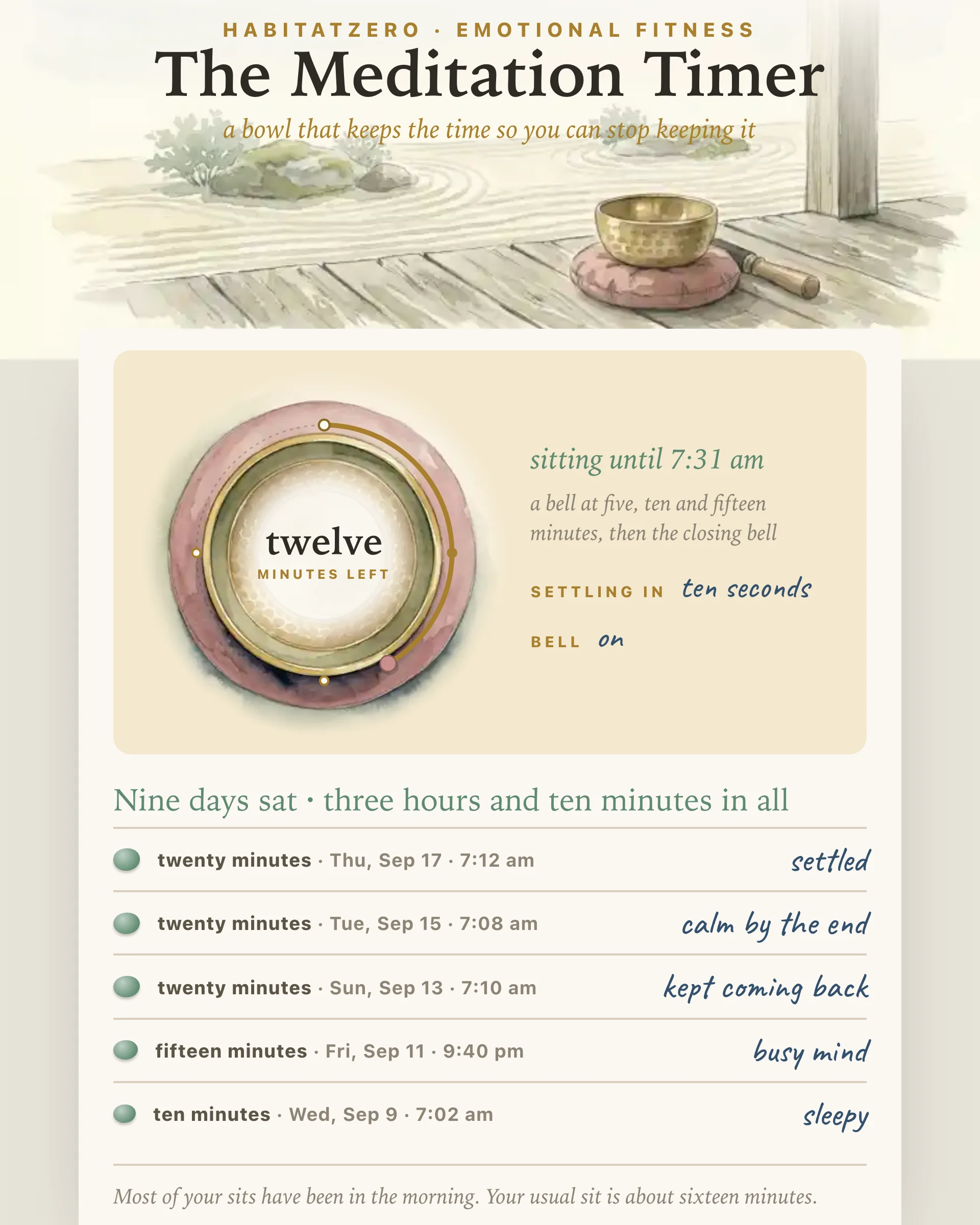 The Meditation Timer — Emotional Fitness interactive worksheet preview