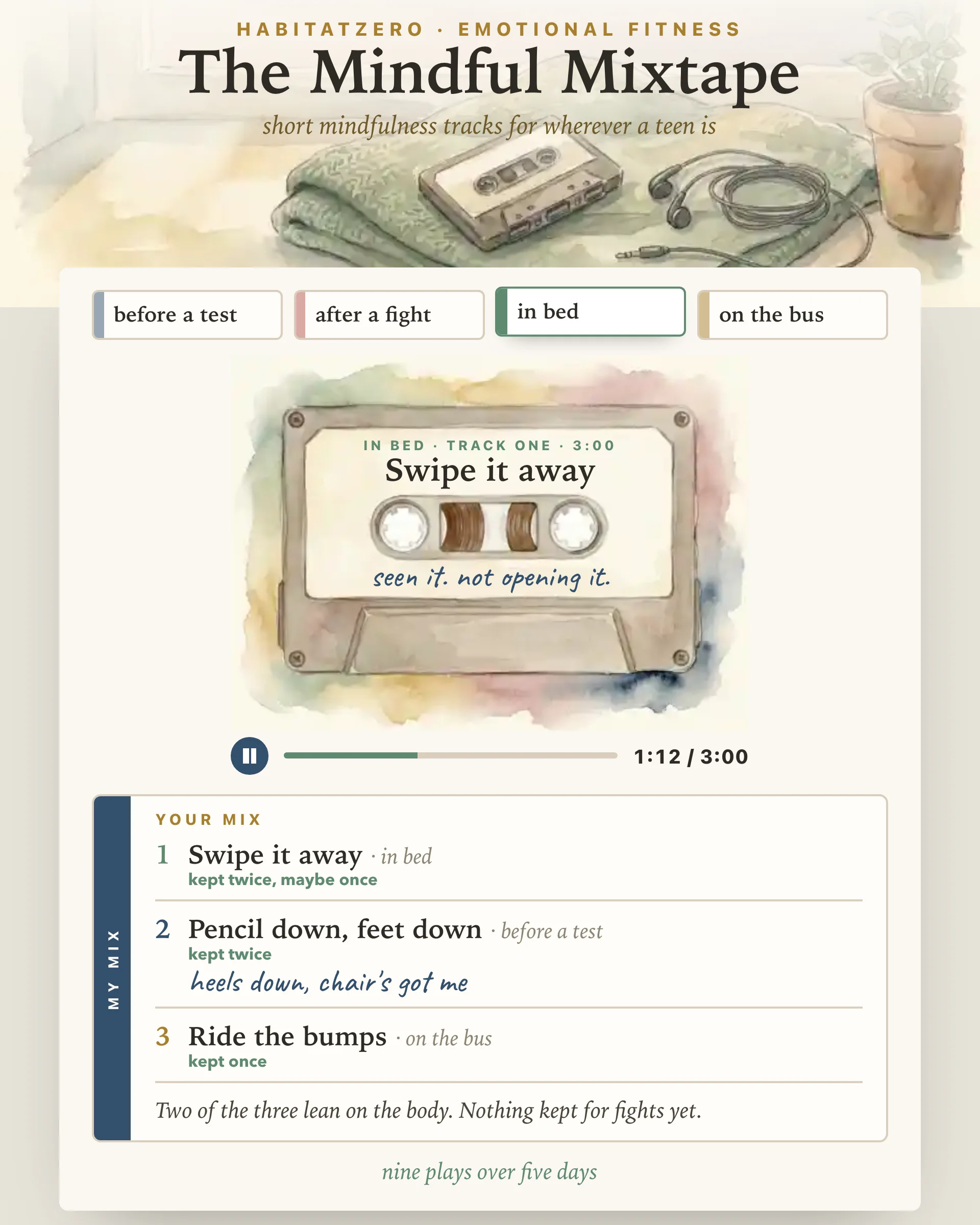 The Mindful Mixtape — Emotional Fitness interactive worksheet preview