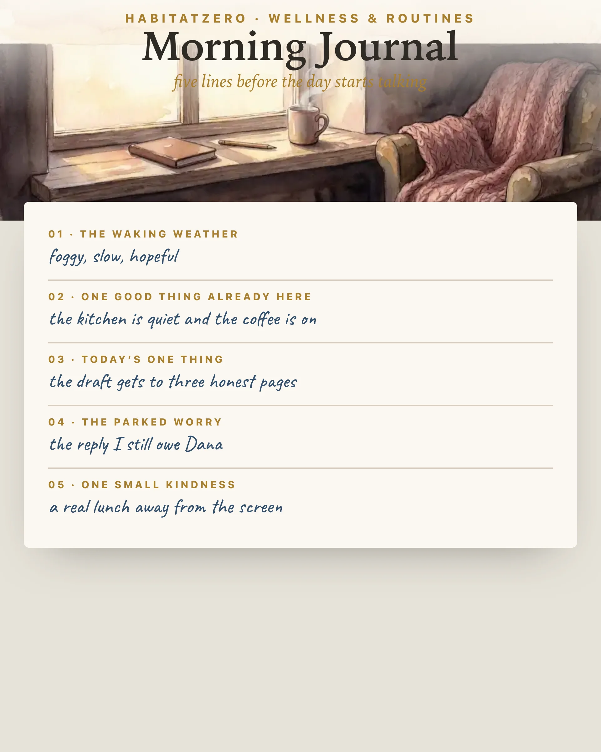 Morning Journal — Wellness & Routines interactive worksheet preview