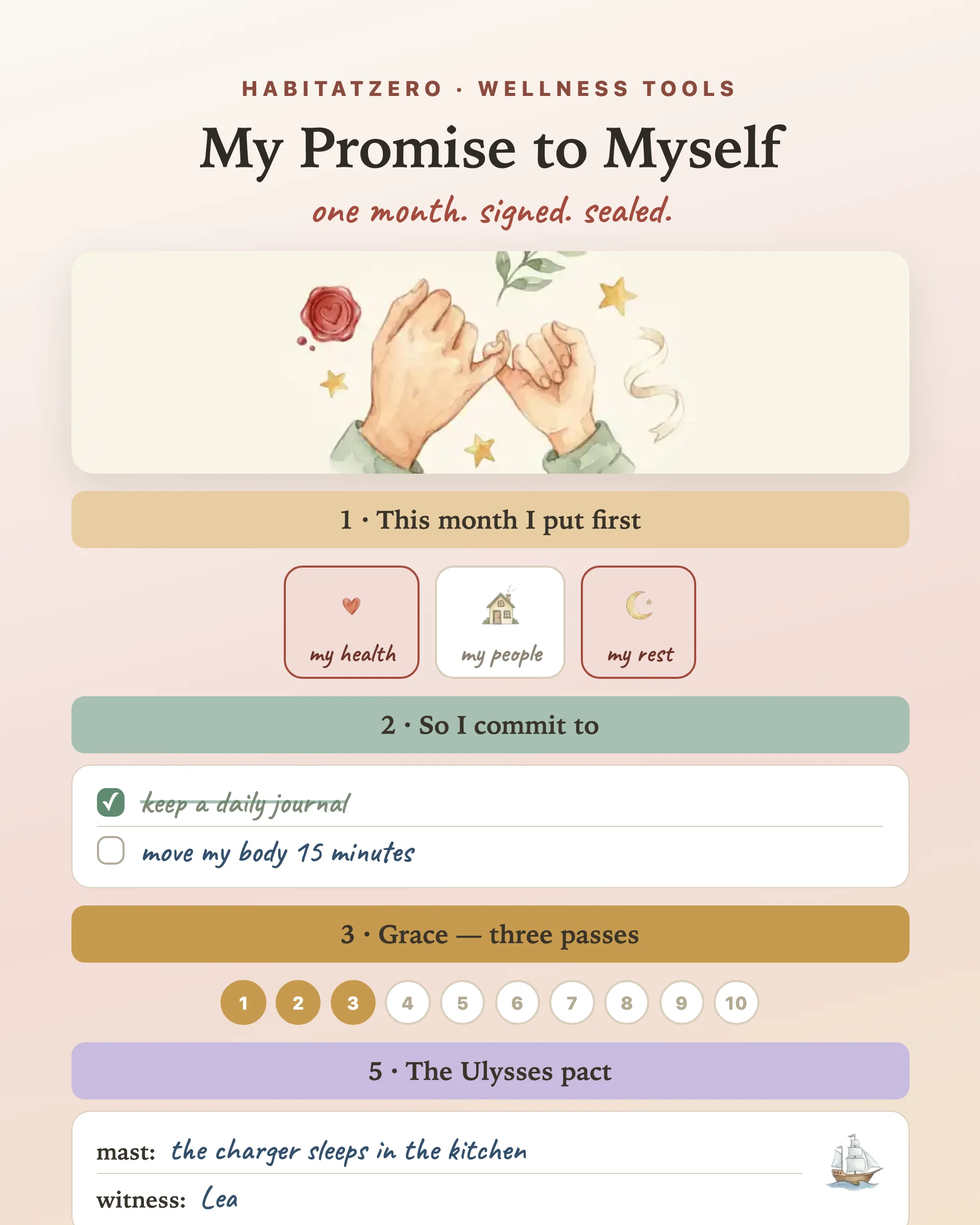 My Promise to Myself — Wellness & Routines interactive worksheet preview