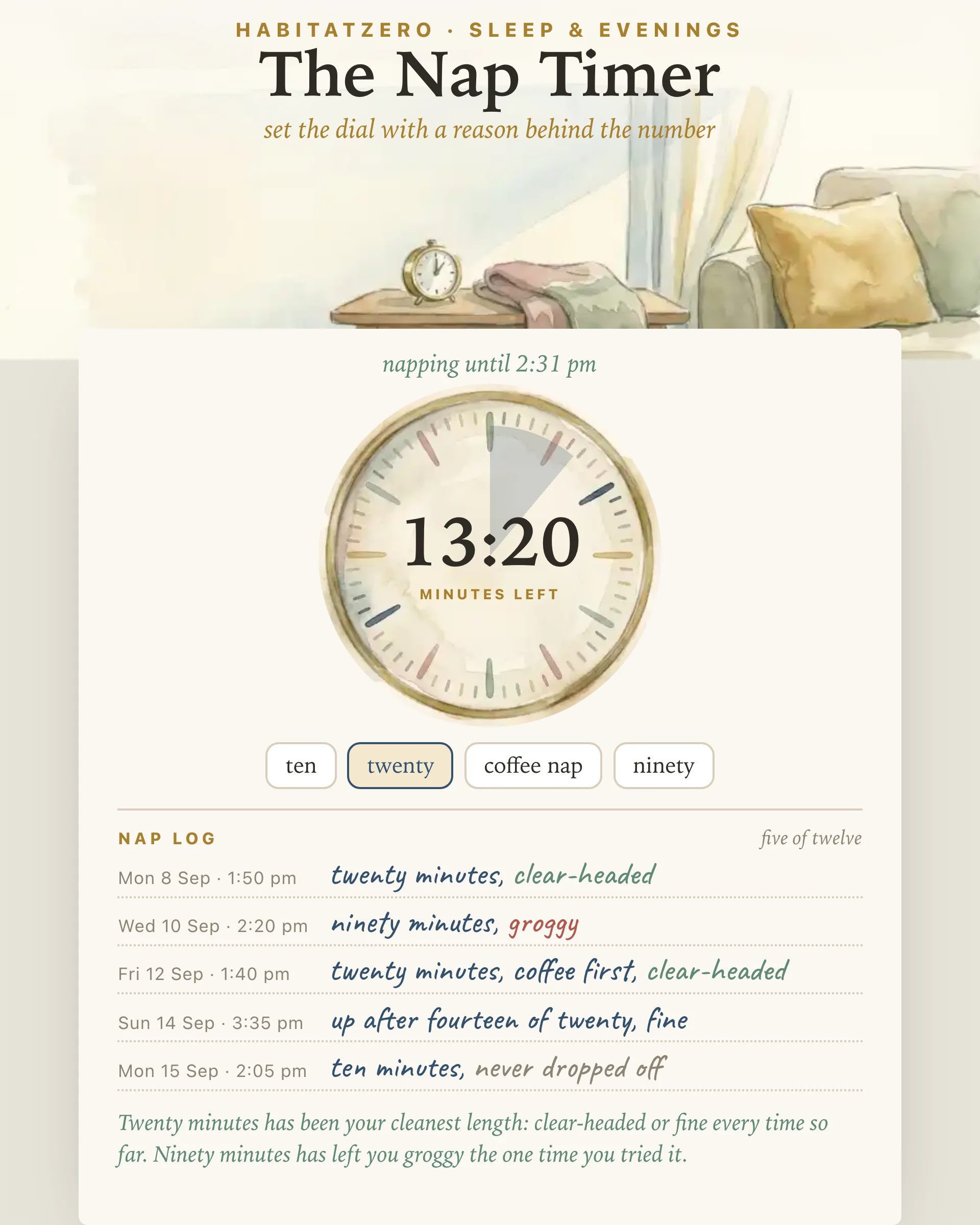 The Nap Timer — Sleep & Evenings interactive worksheet preview