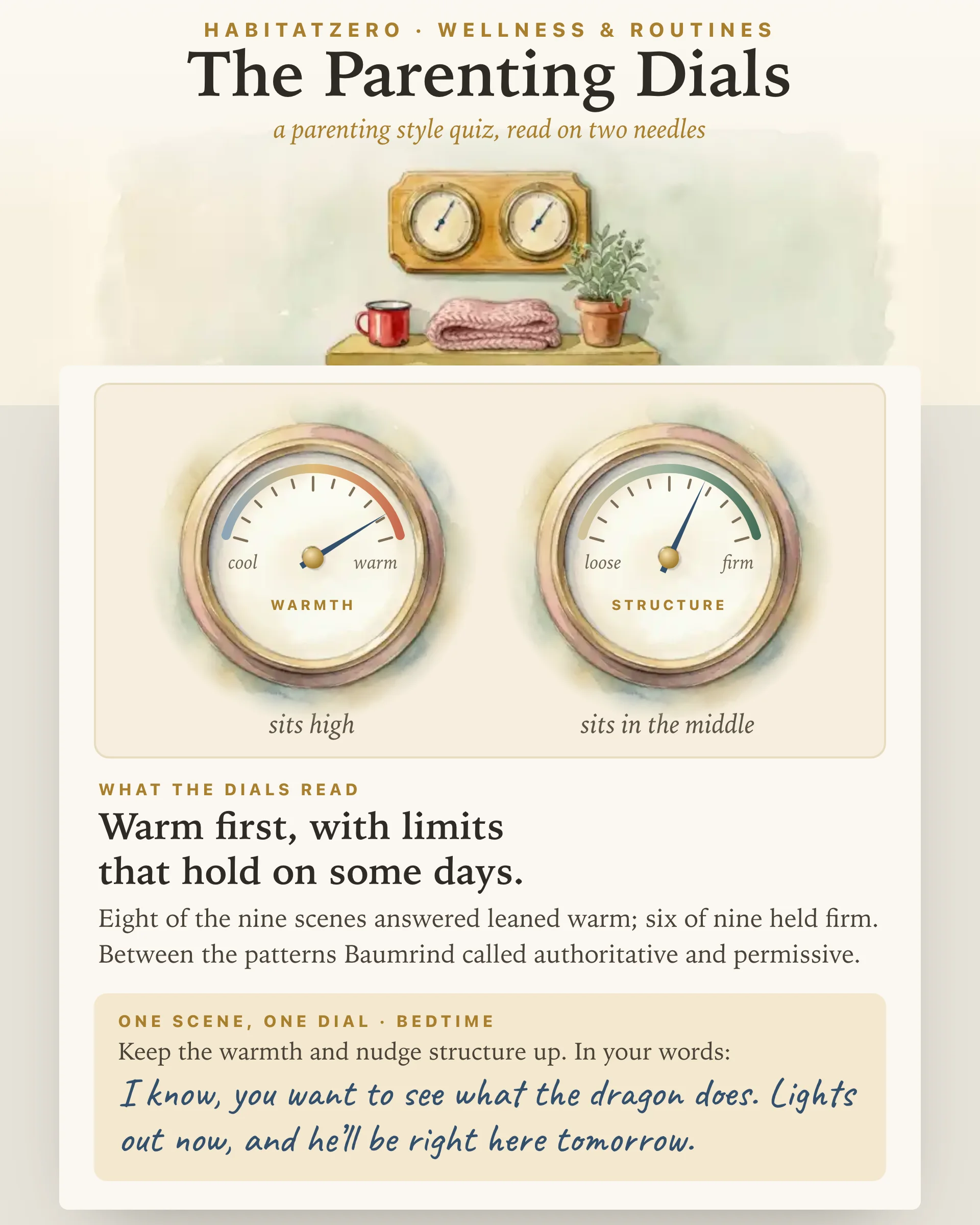 The Parenting Dials — Wellness & Routines interactive worksheet preview