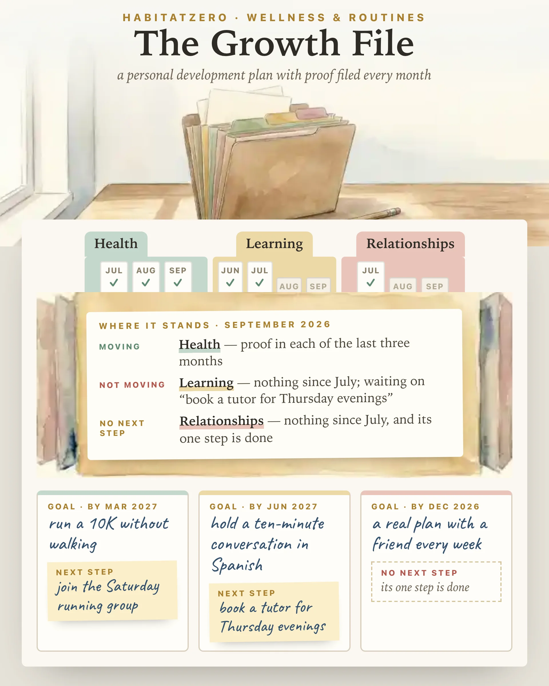The Growth File — Wellness & Routines interactive worksheet preview