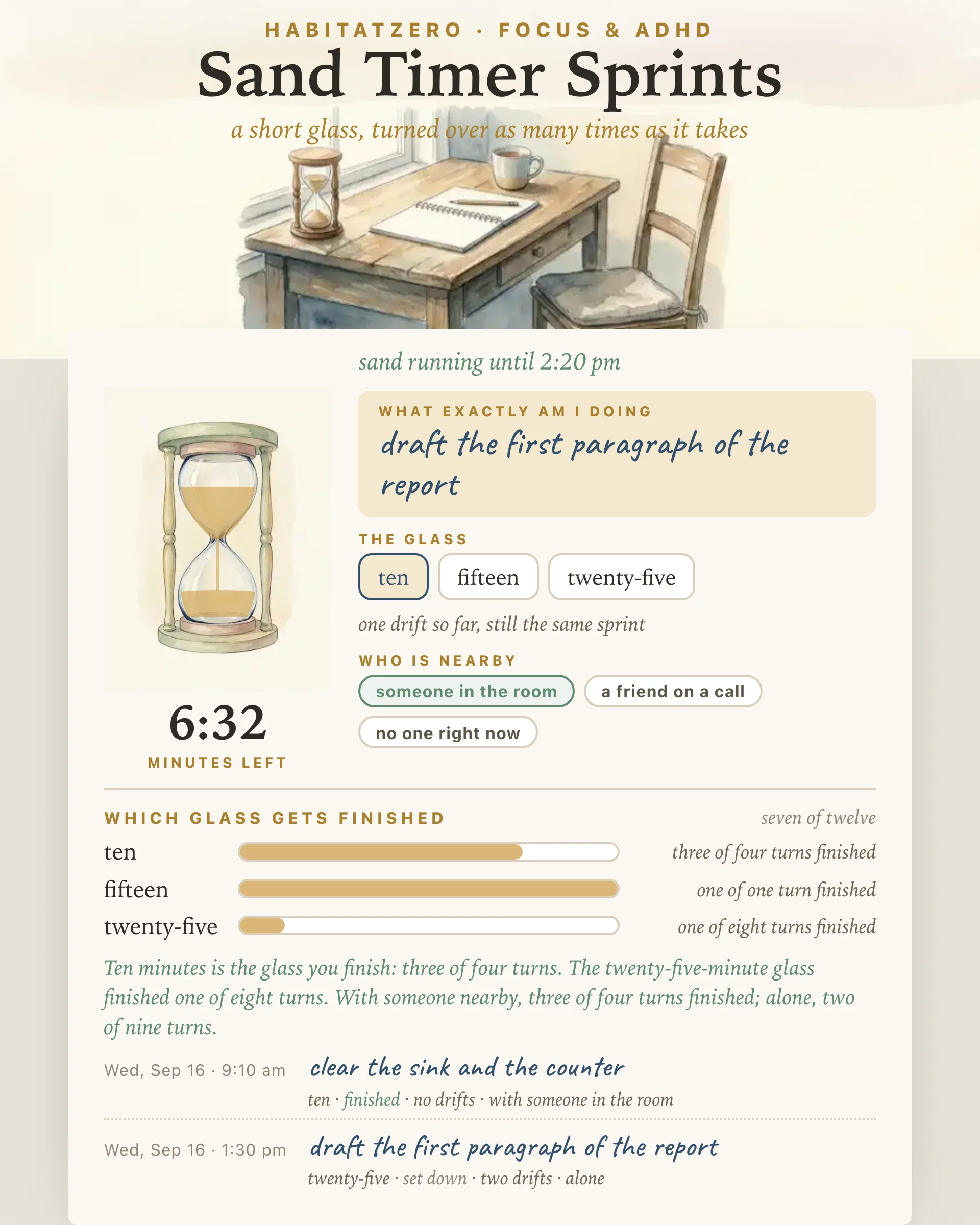 Sand Timer Sprints — Focus & ADHD interactive worksheet preview