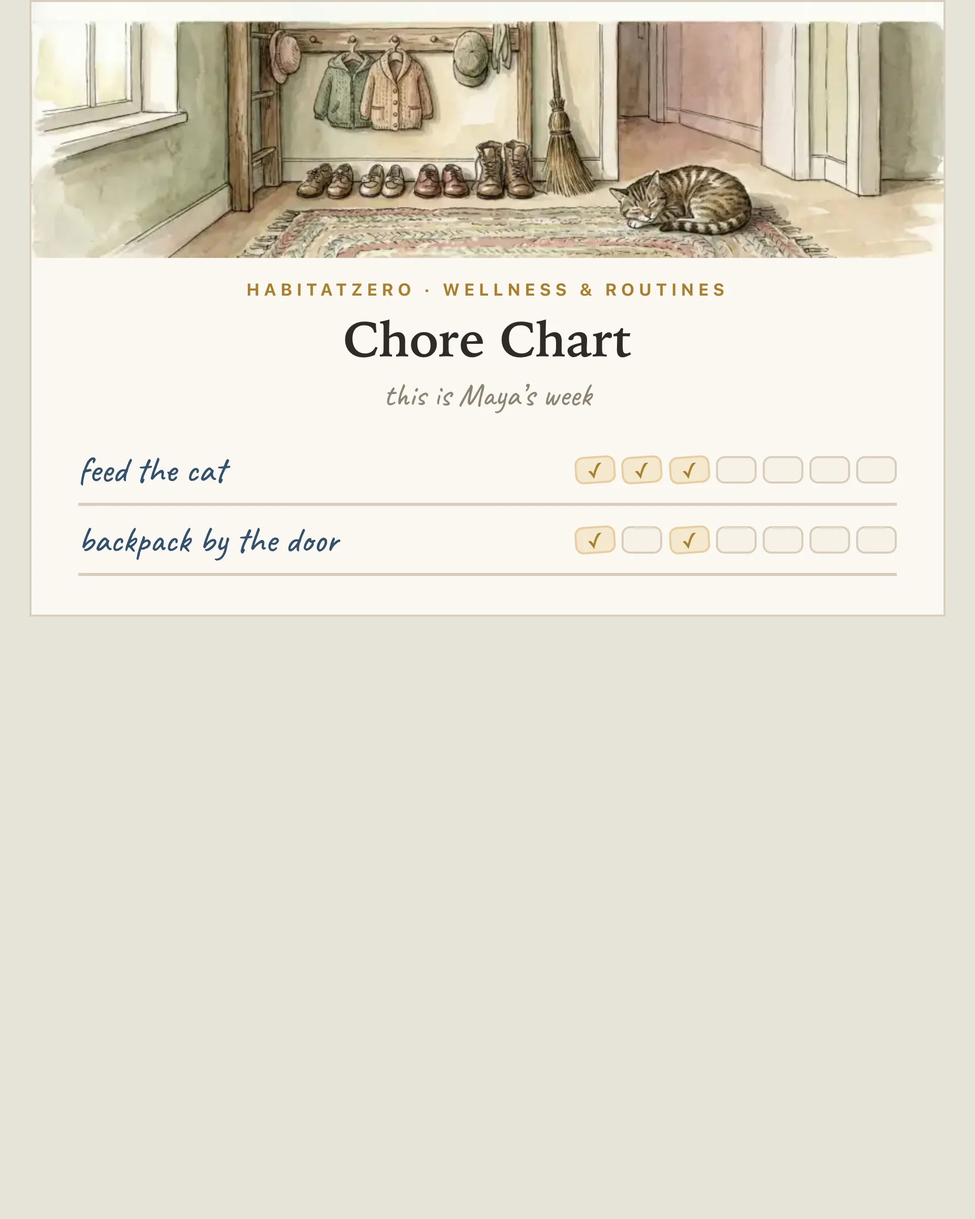 Chore Chart — Wellness & Routines interactive worksheet preview