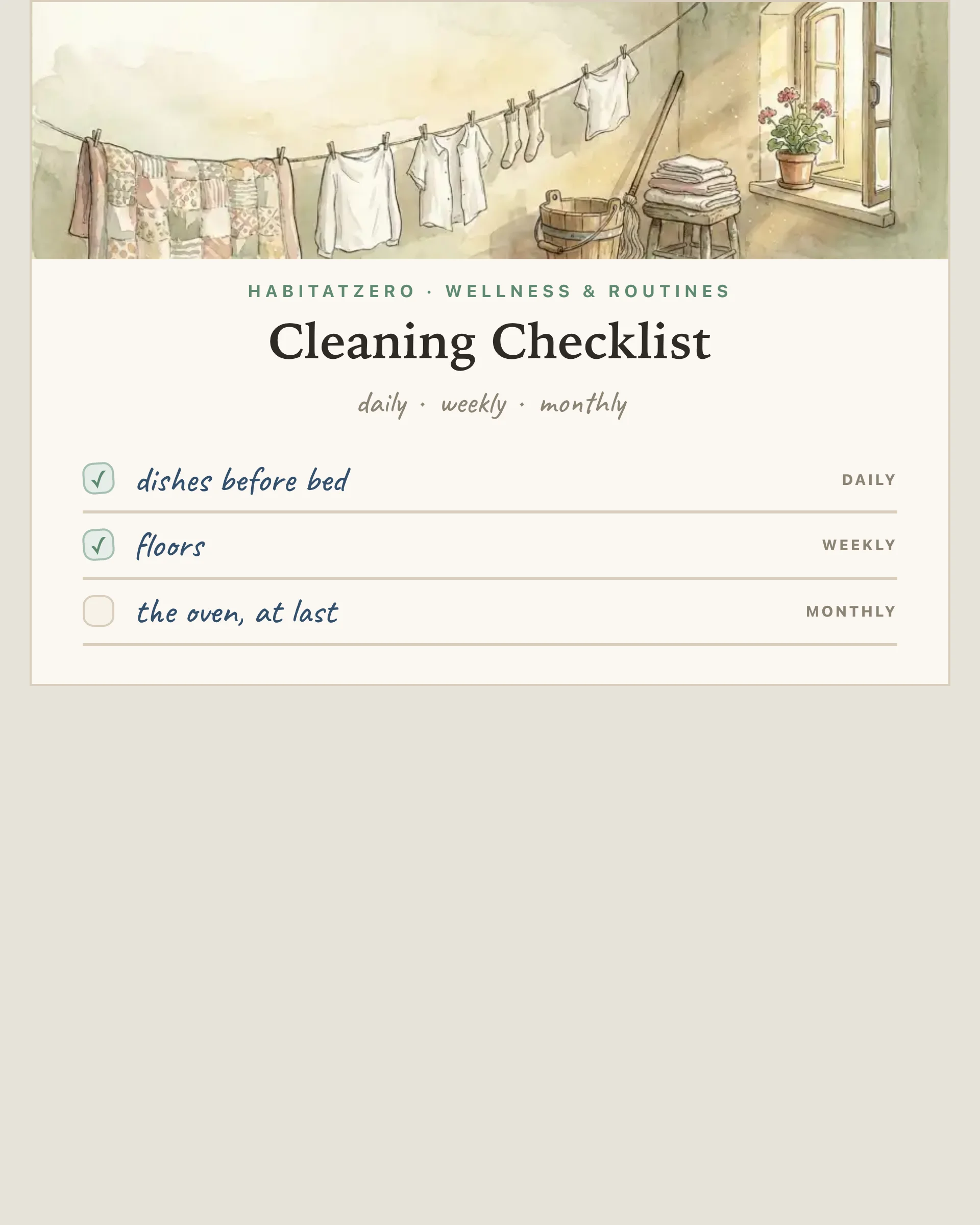 Cleaning Checklist — Wellness & Routines interactive worksheet preview