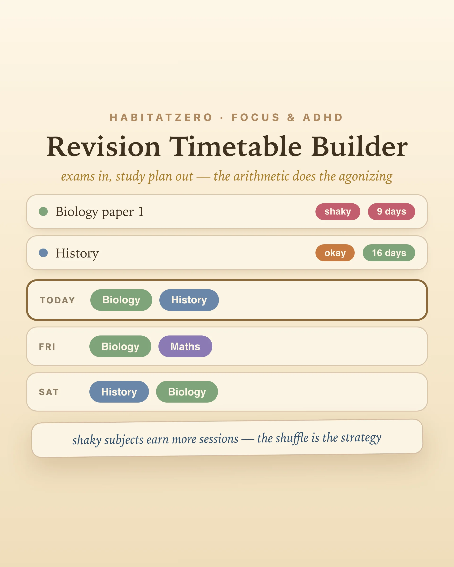 Revision Timetable Builder — Study & Learning interactive worksheet preview