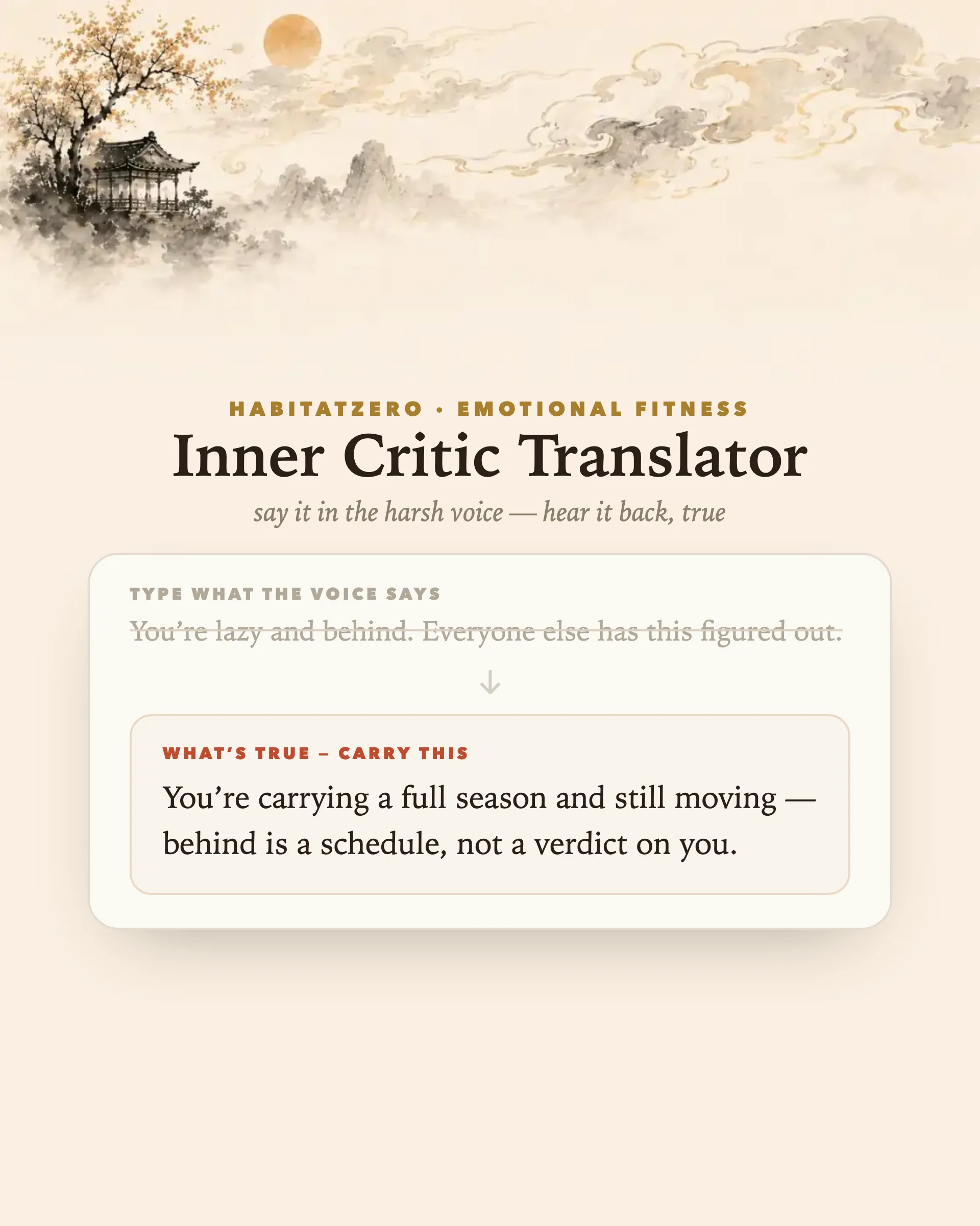 Inner Critic Translator — Emotional Fitness interactive worksheet preview
